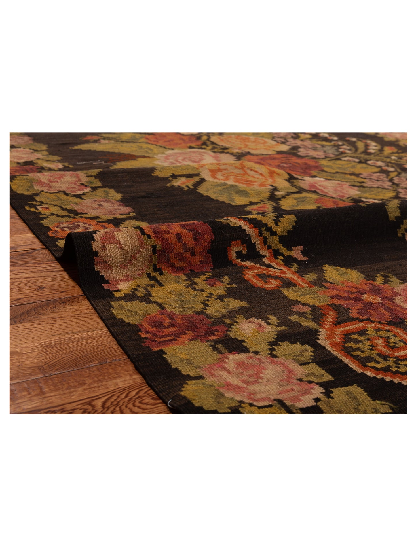 Old Basserabian Kilim 75752 Black 5.11x10.4 Hand Woven Rug