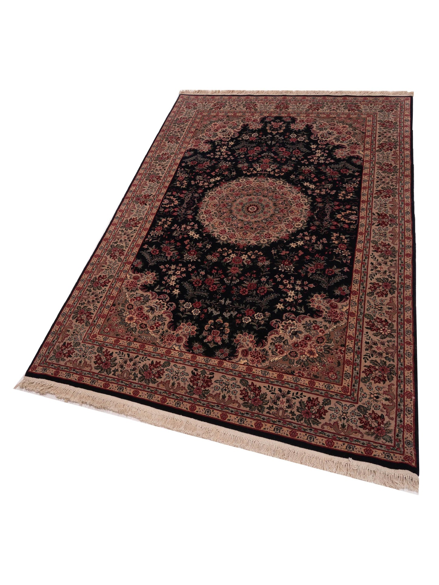 Magnolia Silk 111543 Black Beige 5.9x8.9 Hand Knotted Rug