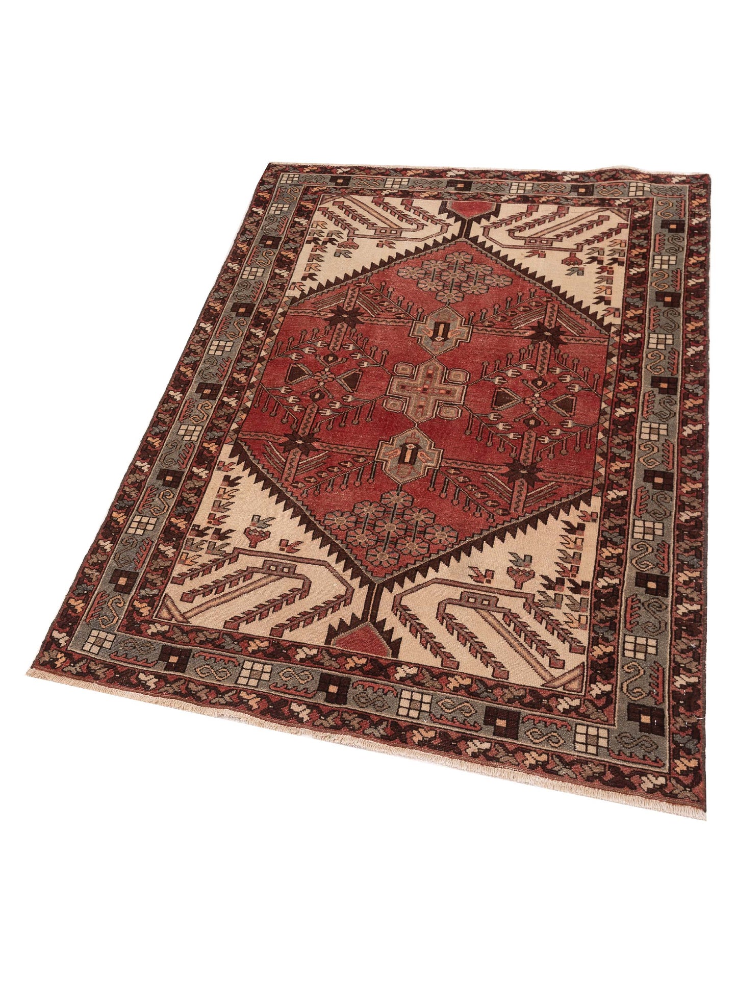 Persian 147680 Red Gray 4.3x6.9 Hand Knotted Rug
