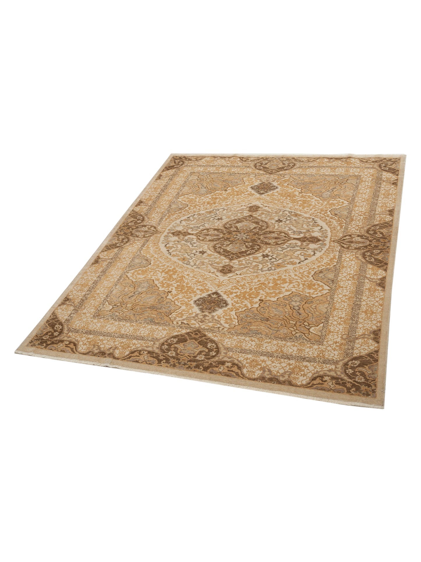 Defne 141296 Ivory Gold 8.4x9.6 Hand Knotted Rug