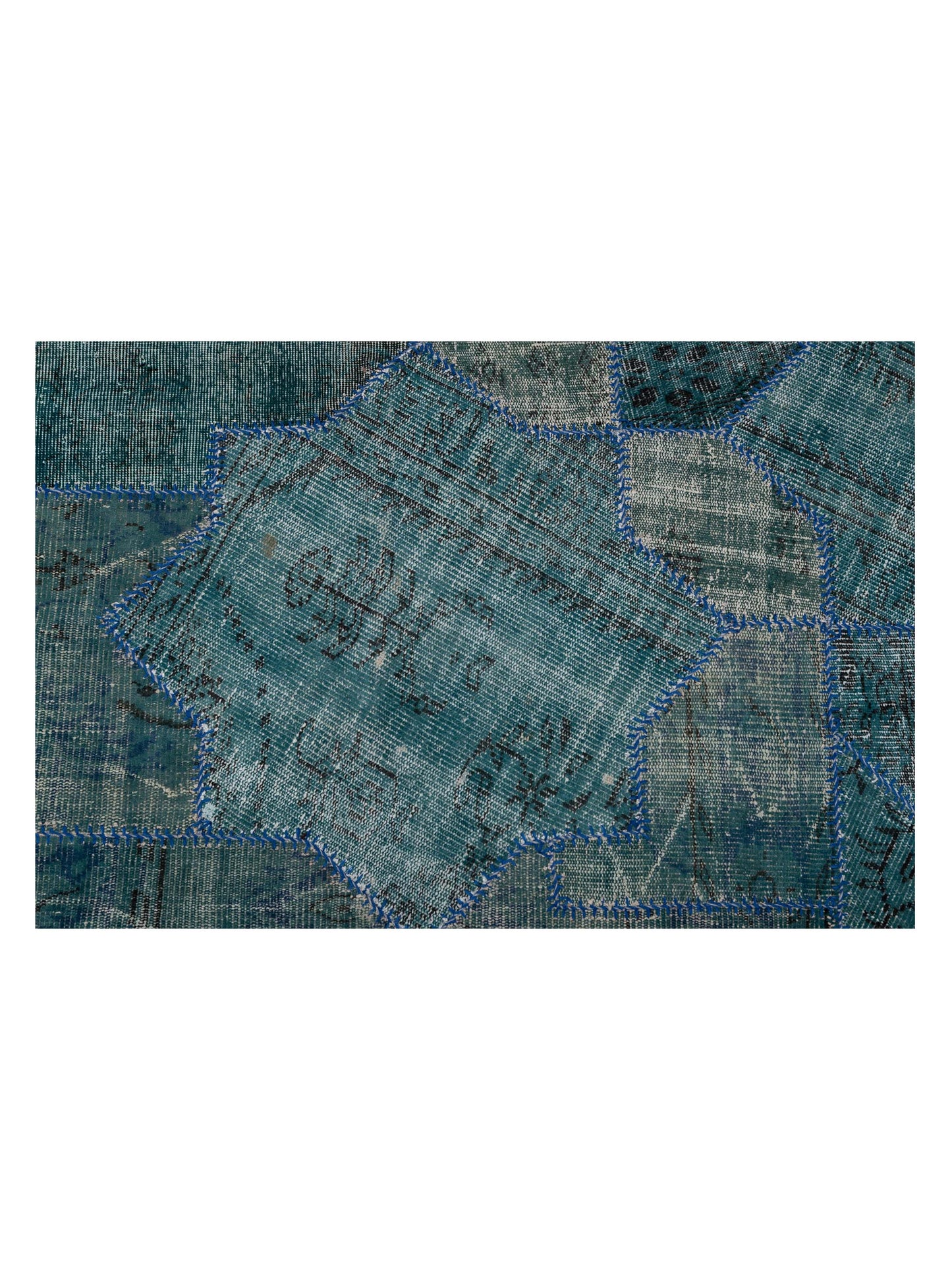 Turkish Vestige Patchwork 108880 Blue 10.10x15.9 Hand Knotted Rug