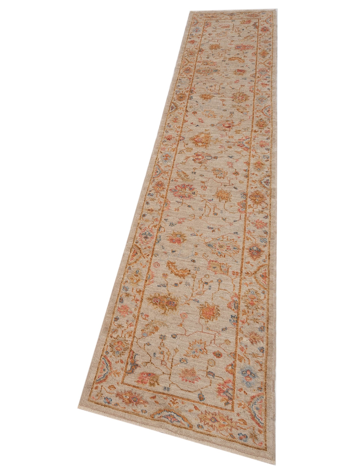 Angora Oushak 149390 Ivory Ivory 2.6x13.2 Hand Knotted Rug