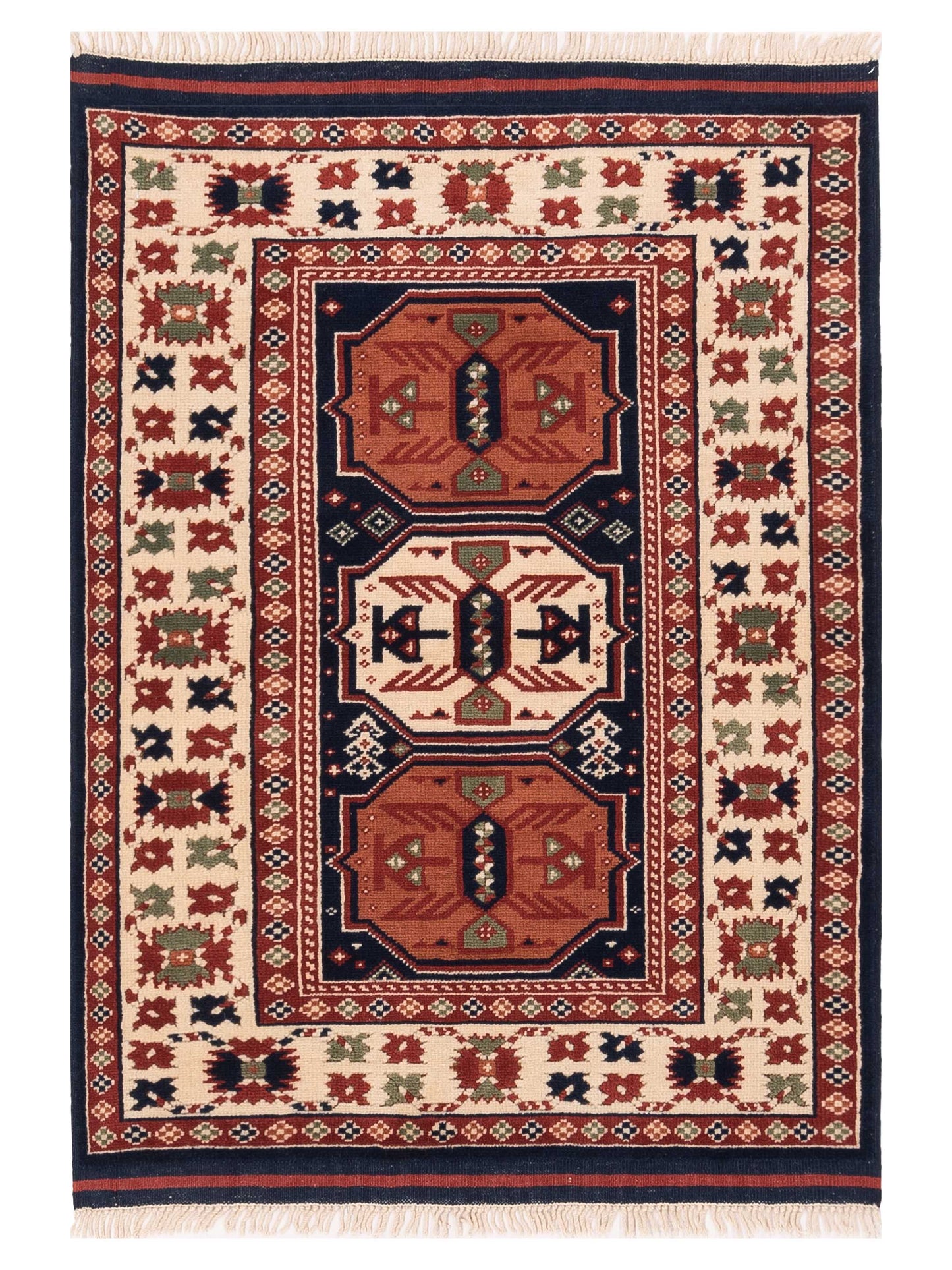 Pasha Turkish Shirwan  Navy Ivory Traditional