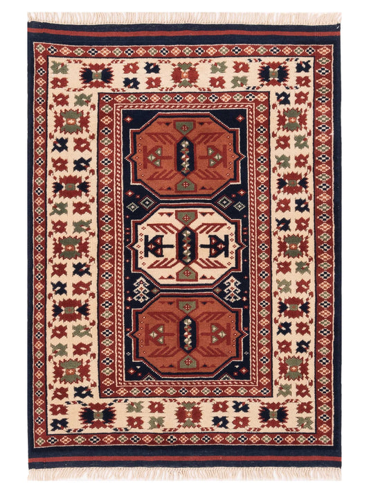 Pasha Turkish Shirwan  Navy Ivory Traditional