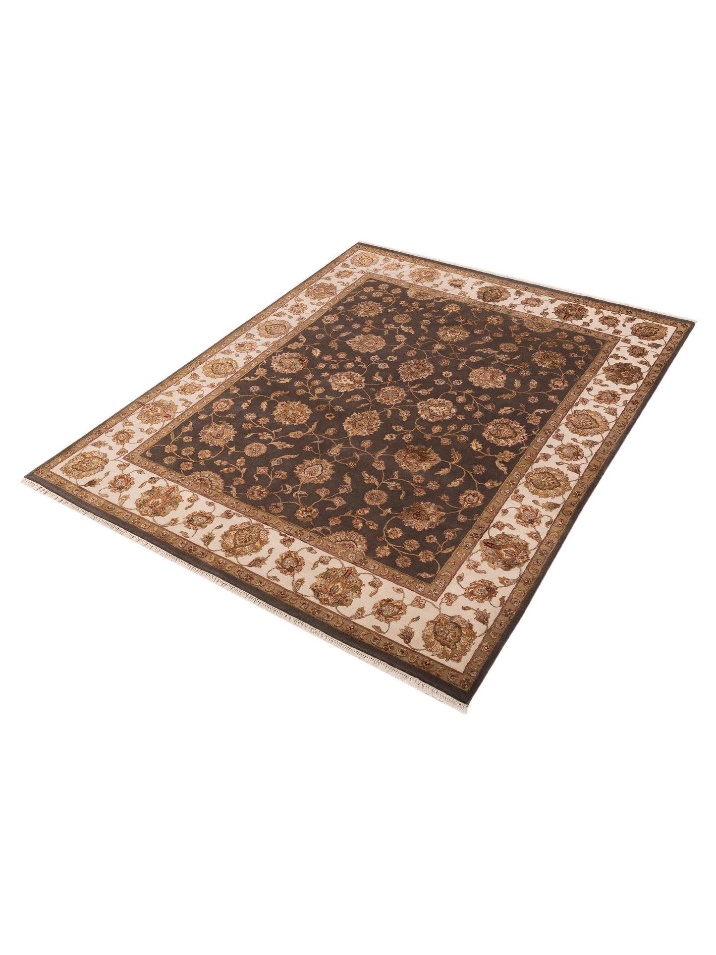 Imperial Silk 152119 Black Ivory 7.10x9.10 Hand Knotted Rug