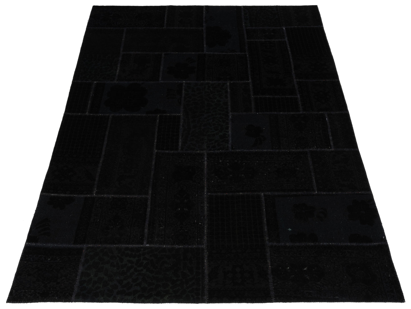 Turkish Vestige Patchwork 109471 Black 7.10x10.5 Hand Knotted Rug
