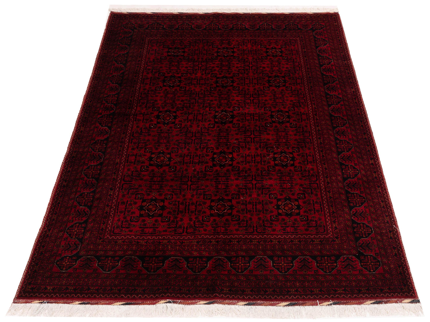Afghan Belcik 128735 Red Navy 5.7x8 Hand Knotted Rug