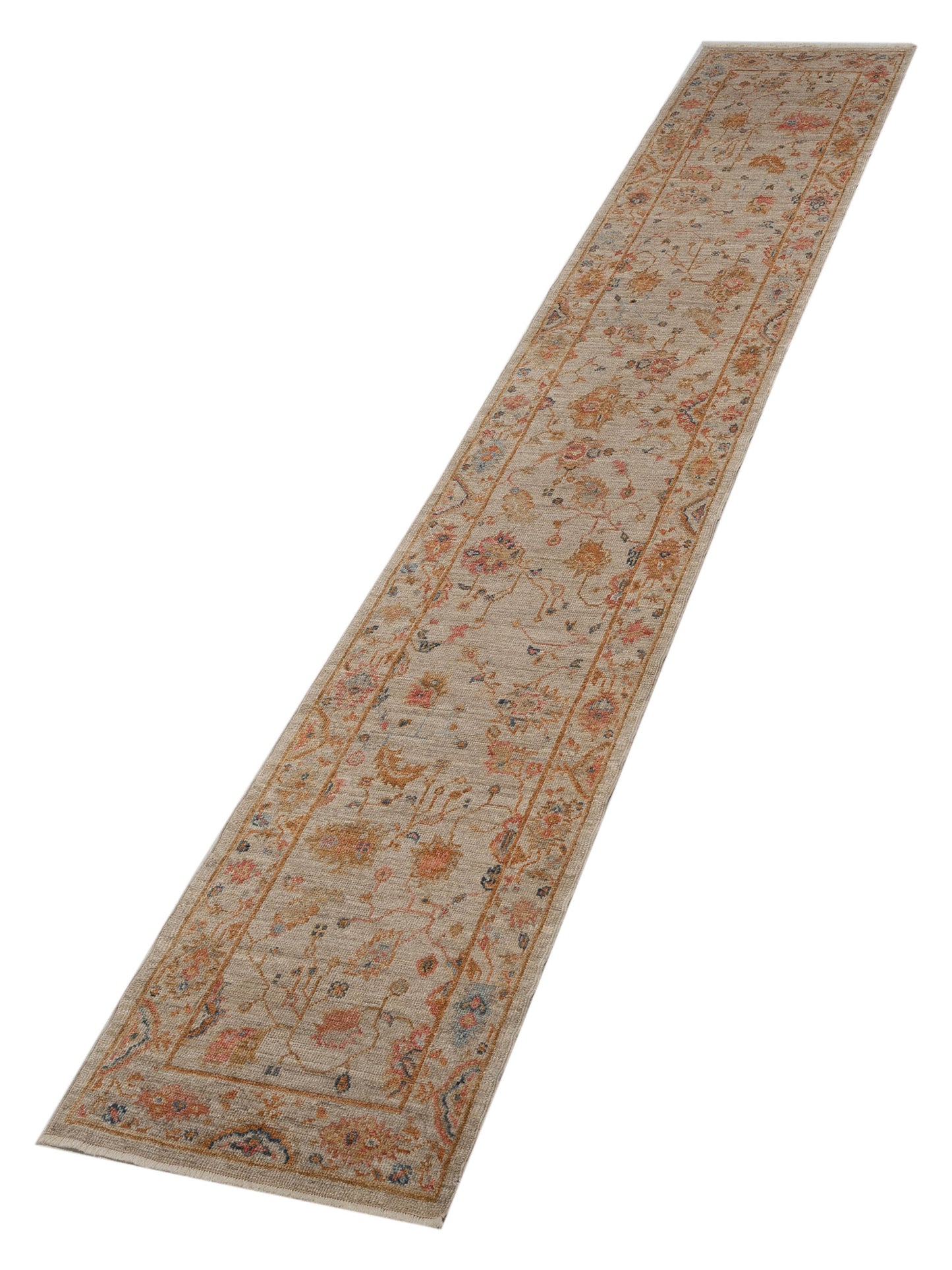 Angora Oushak 146507 Ivory Ivory 2.7x14.2 Hand Knotted Rug