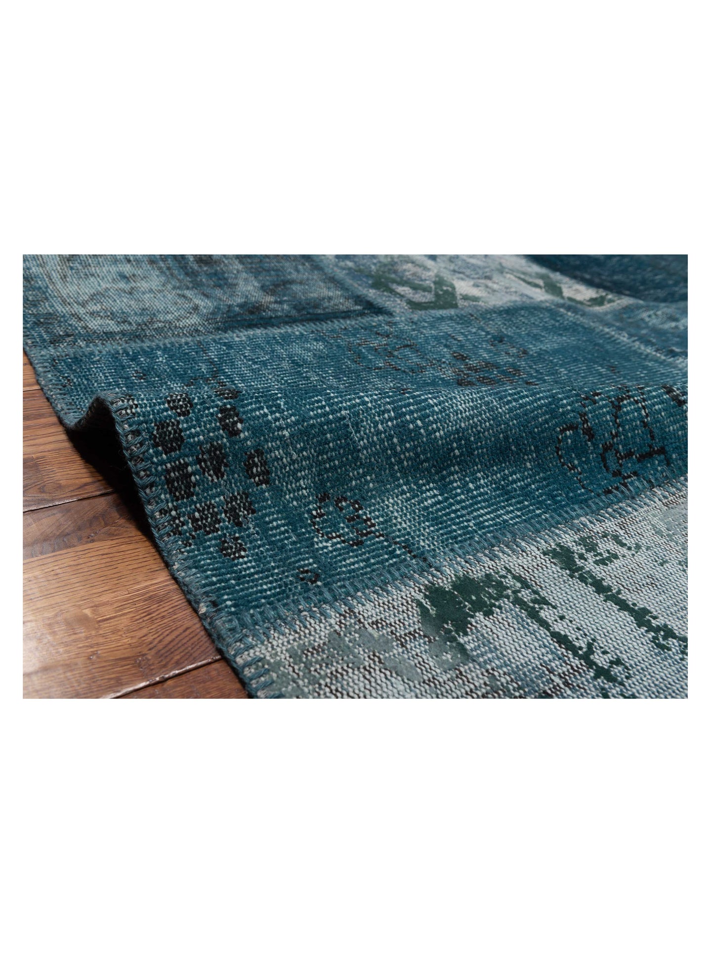 Turkish Vestige Patchwork 130999 Green 9x12 Hand Knotted Rug