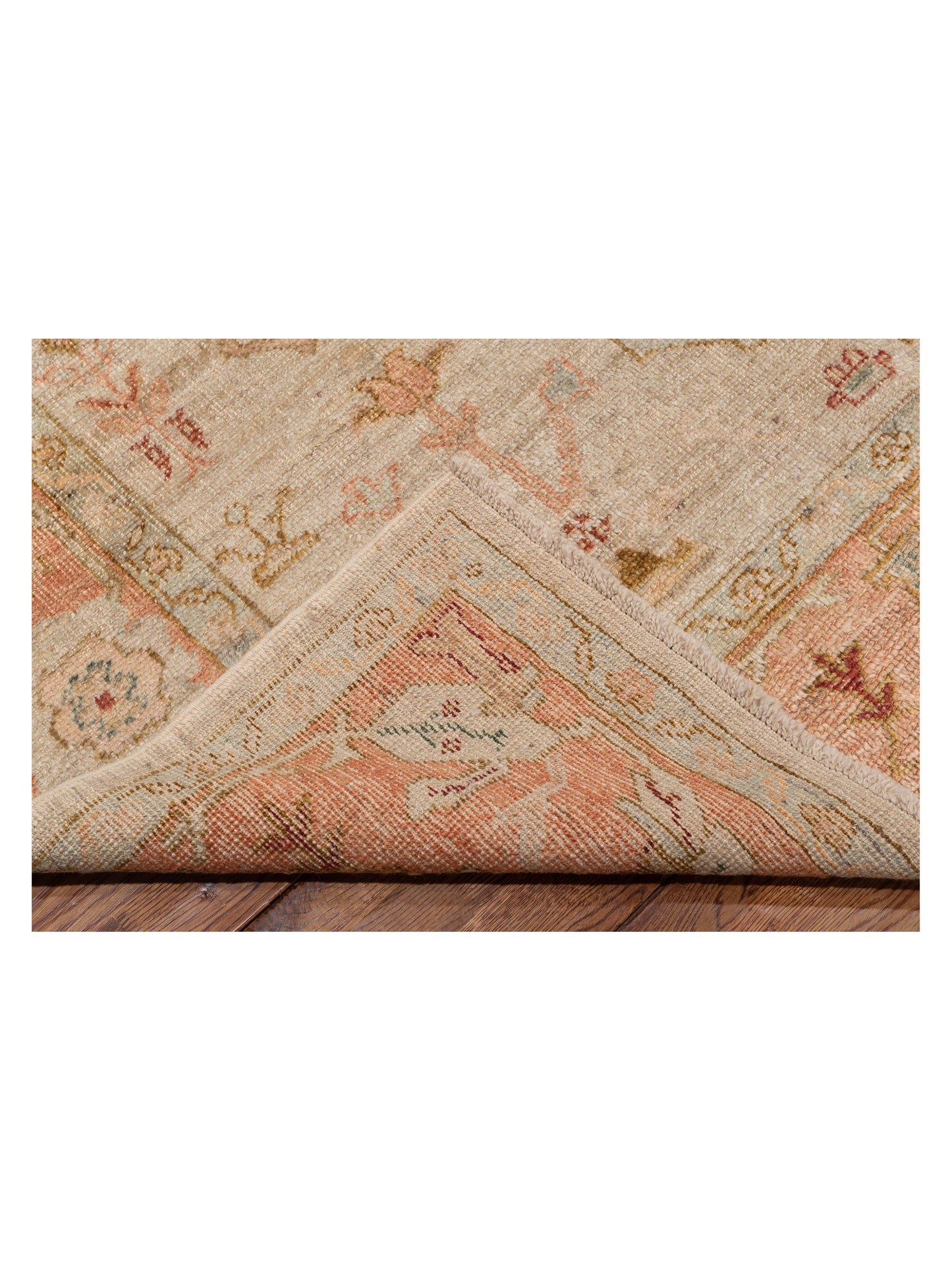 Angora Oushak 133081 Ivory Pink 6.1x13.11 Hand Knotted Rug