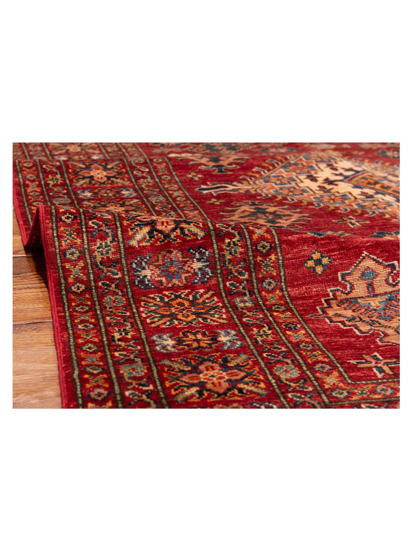 Artisan Kazak 148944 Red Ivory 5.1x6.8 Hand Knotted Rug