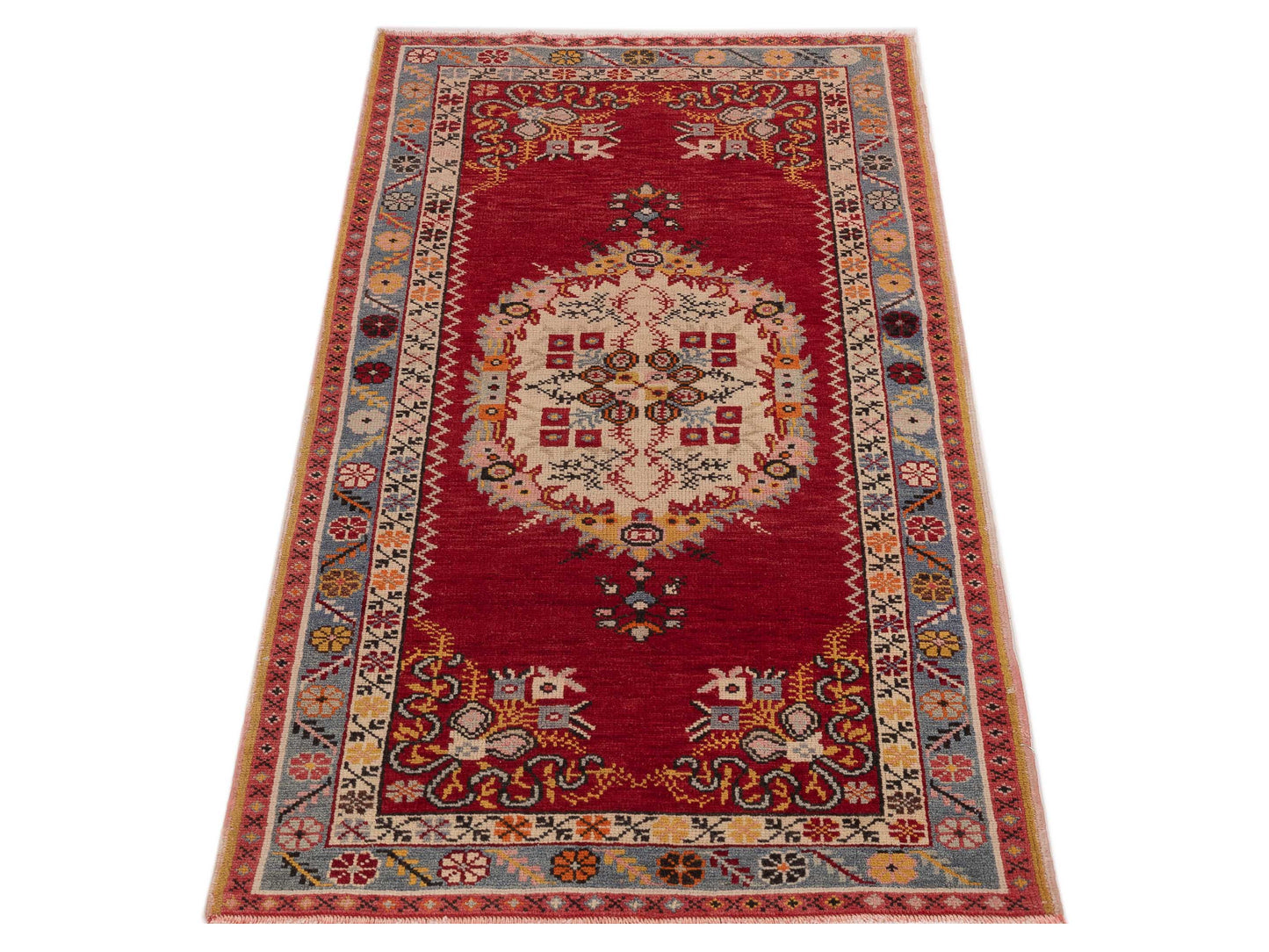 Old Anatolian 146707 Red Blue 3.1x5.10 Hand Knotted Rug