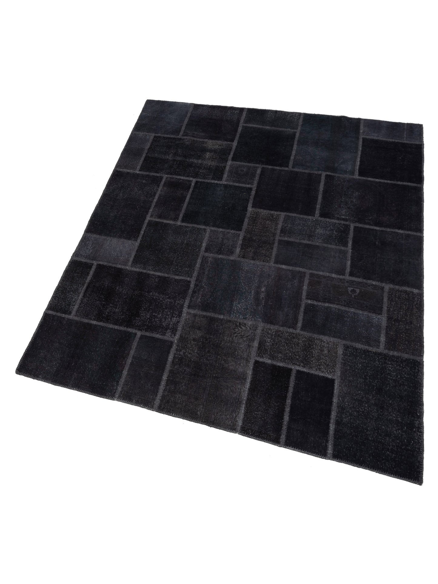 Turkish Vestige Patchwork 147812 Charcoal Charcoal 8.1x10 Hand Knotted Rug