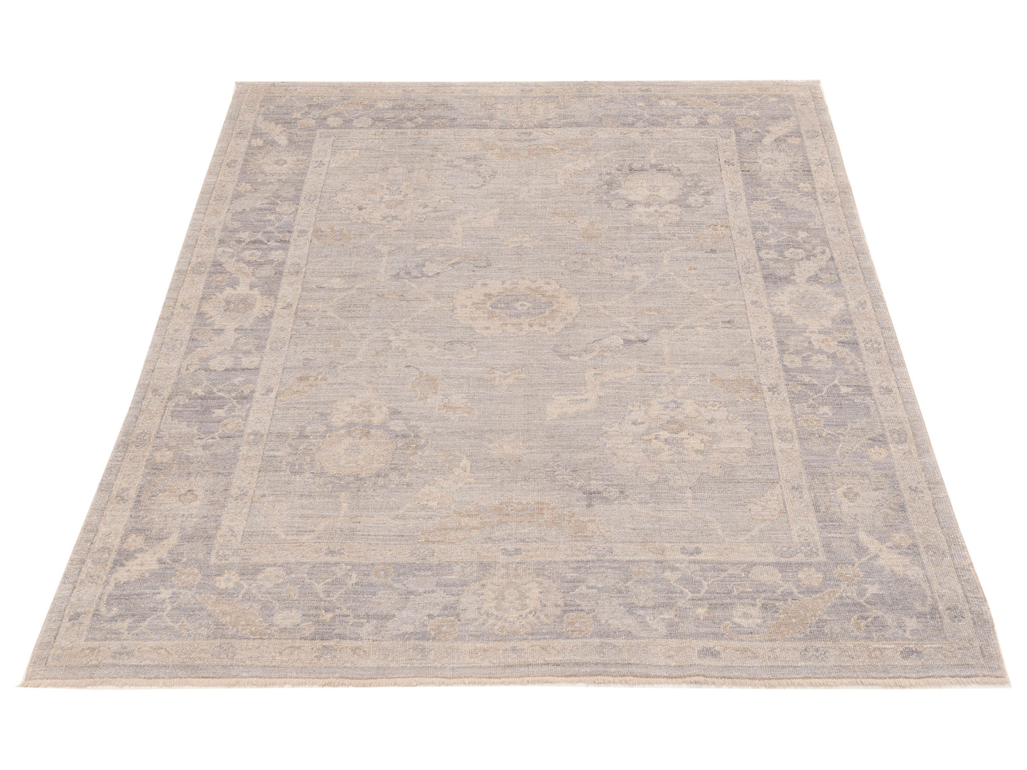 Angora Oushak 151014 Light Gray Light Gray 7.7x8.11 Hand Knotted Rug