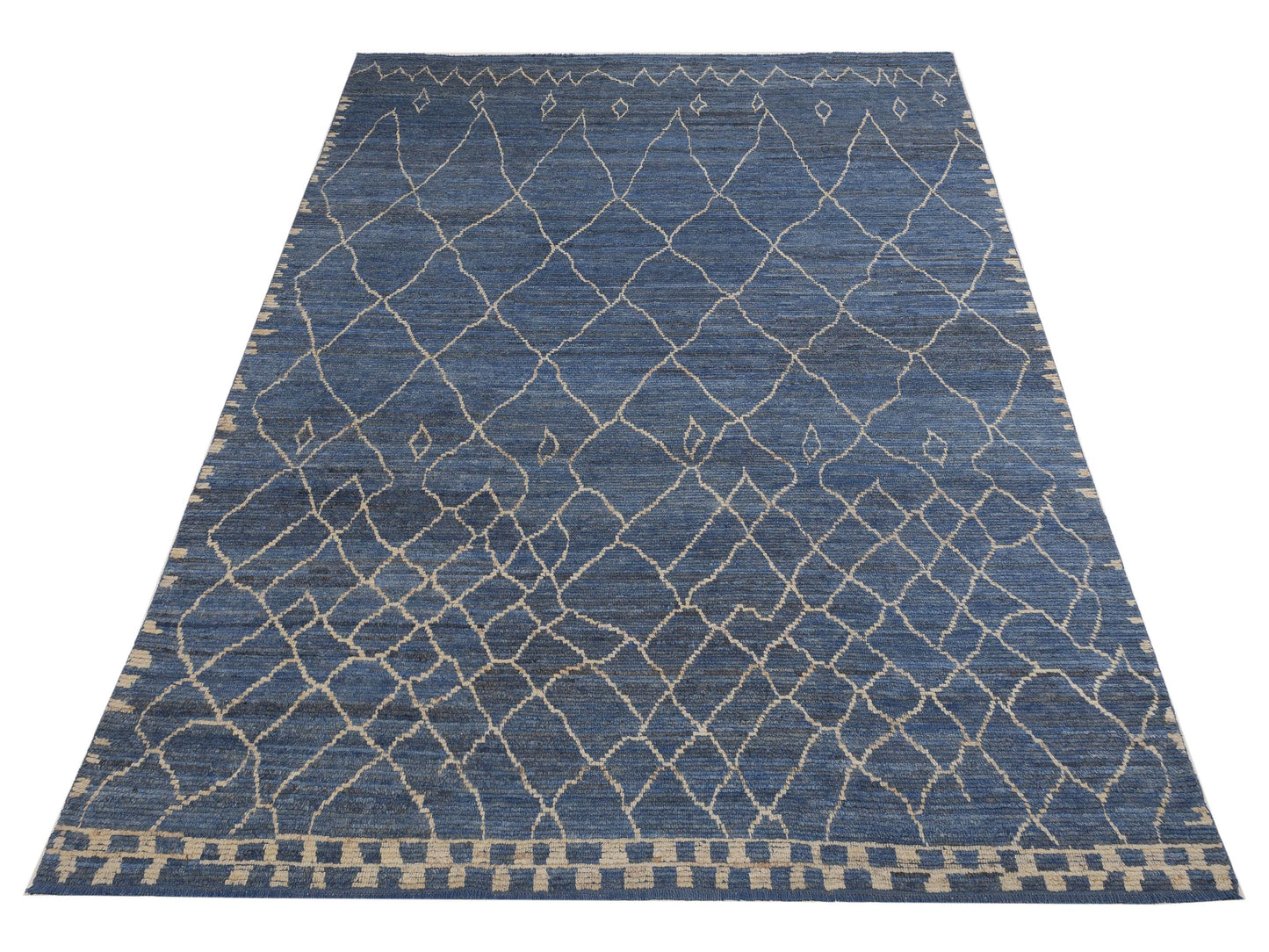 Berber Aspendos Blue Ivory 9.11x14.6 Hand Knotted Rug