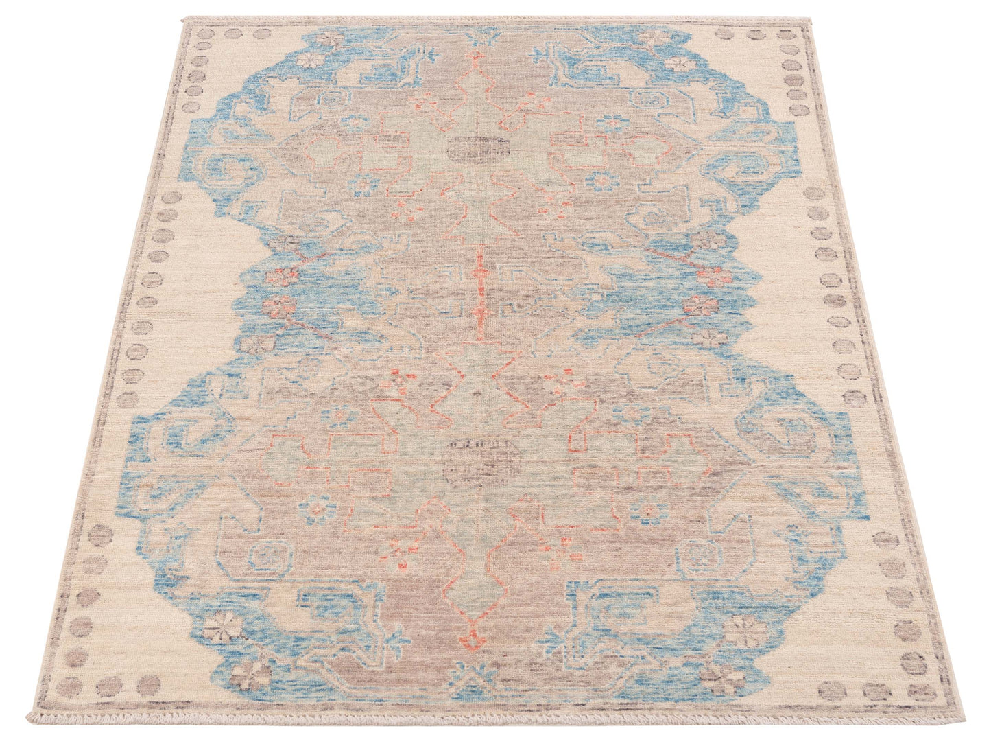 Anadol Oushak 151077 Brown Blue 4.11x6.5 Hand Knotted Rug