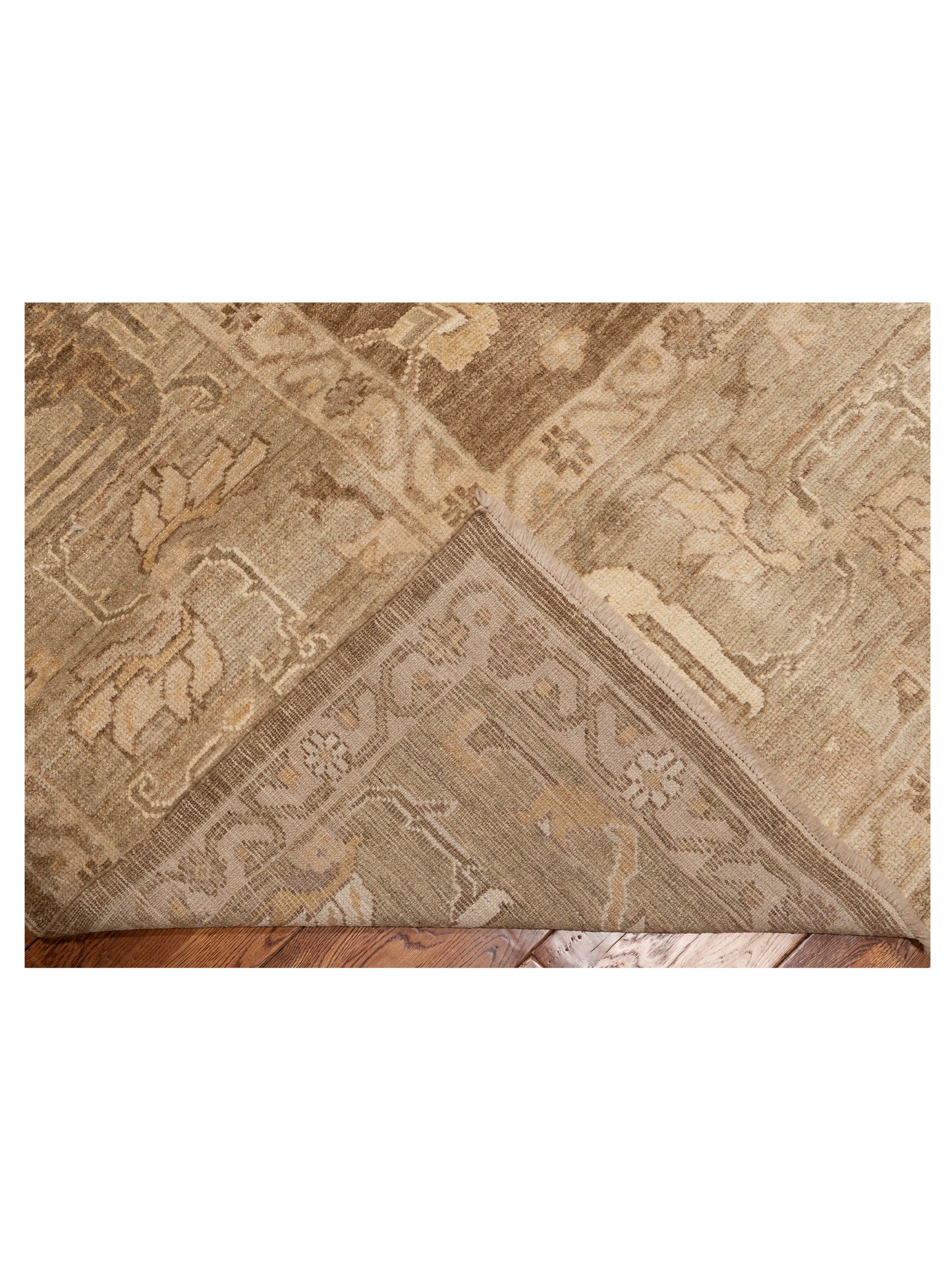 Angora Oushak 130284 Brown Green 14.4x17.11 Hand Knotted Rug