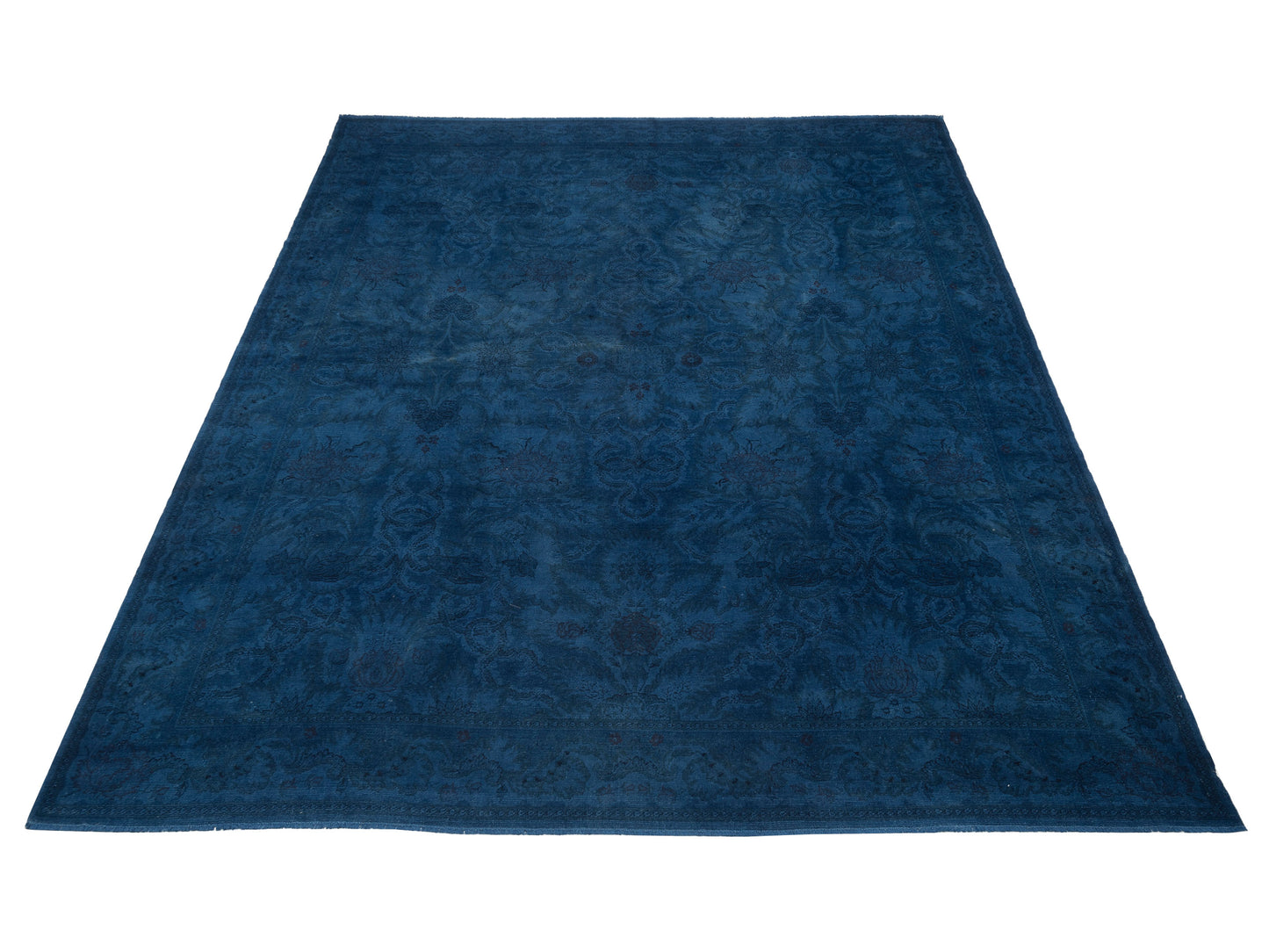 Vintage 112166 Dark Blue 12.3x14.9 Hand Knotted Rug