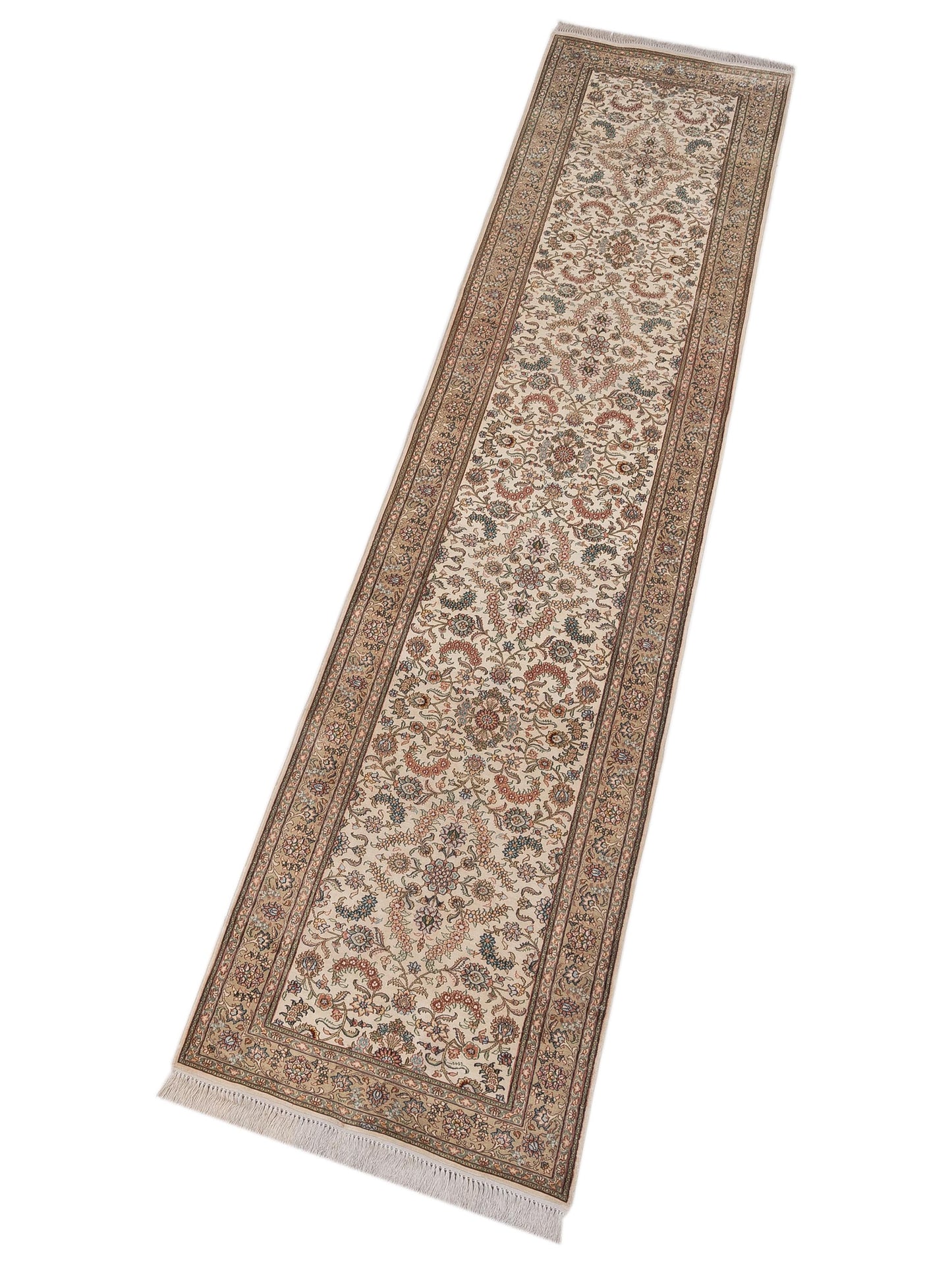 Pure Silk 114492 Ivory Gold 2.7x12.2 Hand Knotted Rug