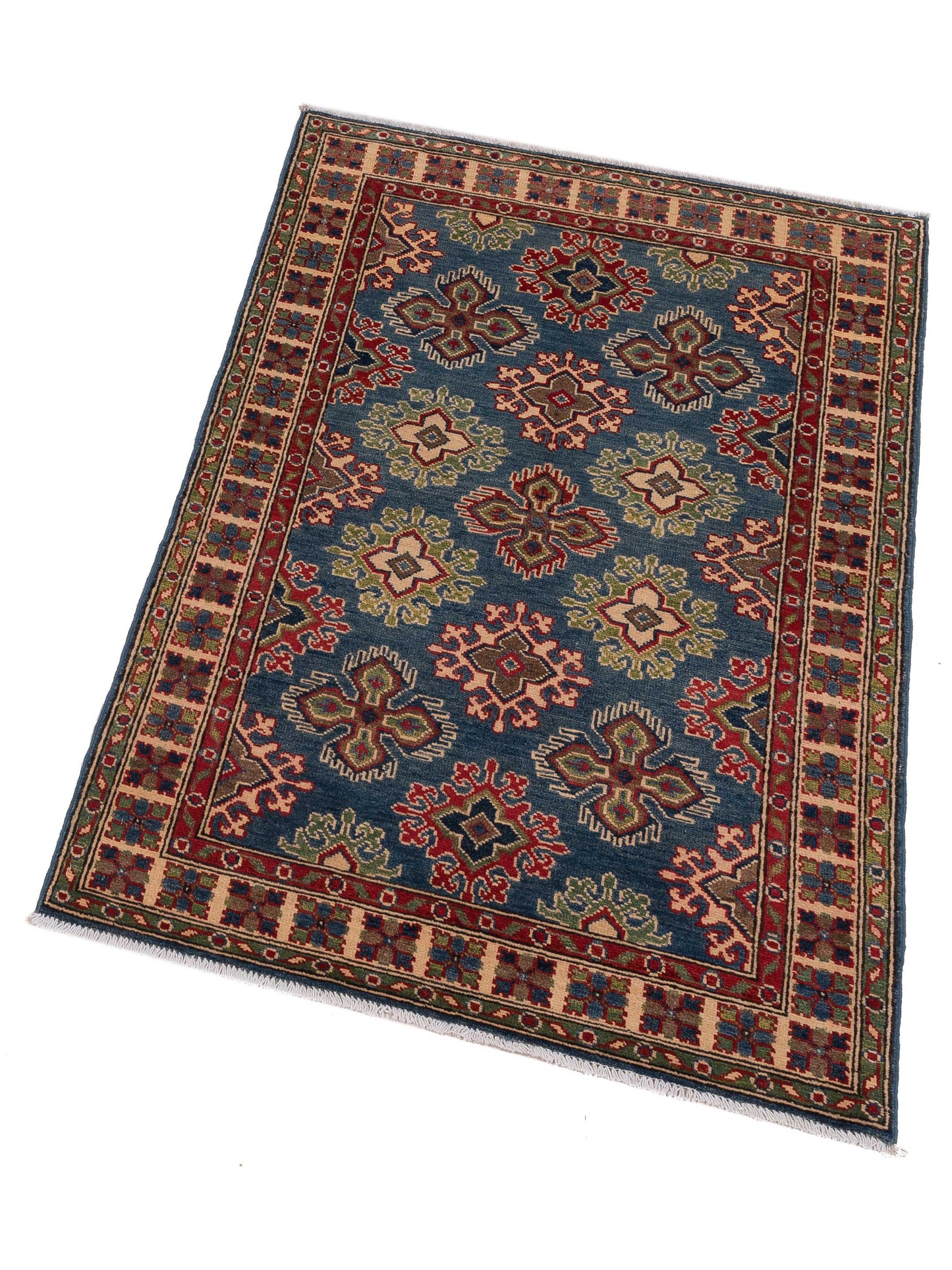 Kazak 148842 Blue Ivory 3.4x4.11 Hand Knotted Rug