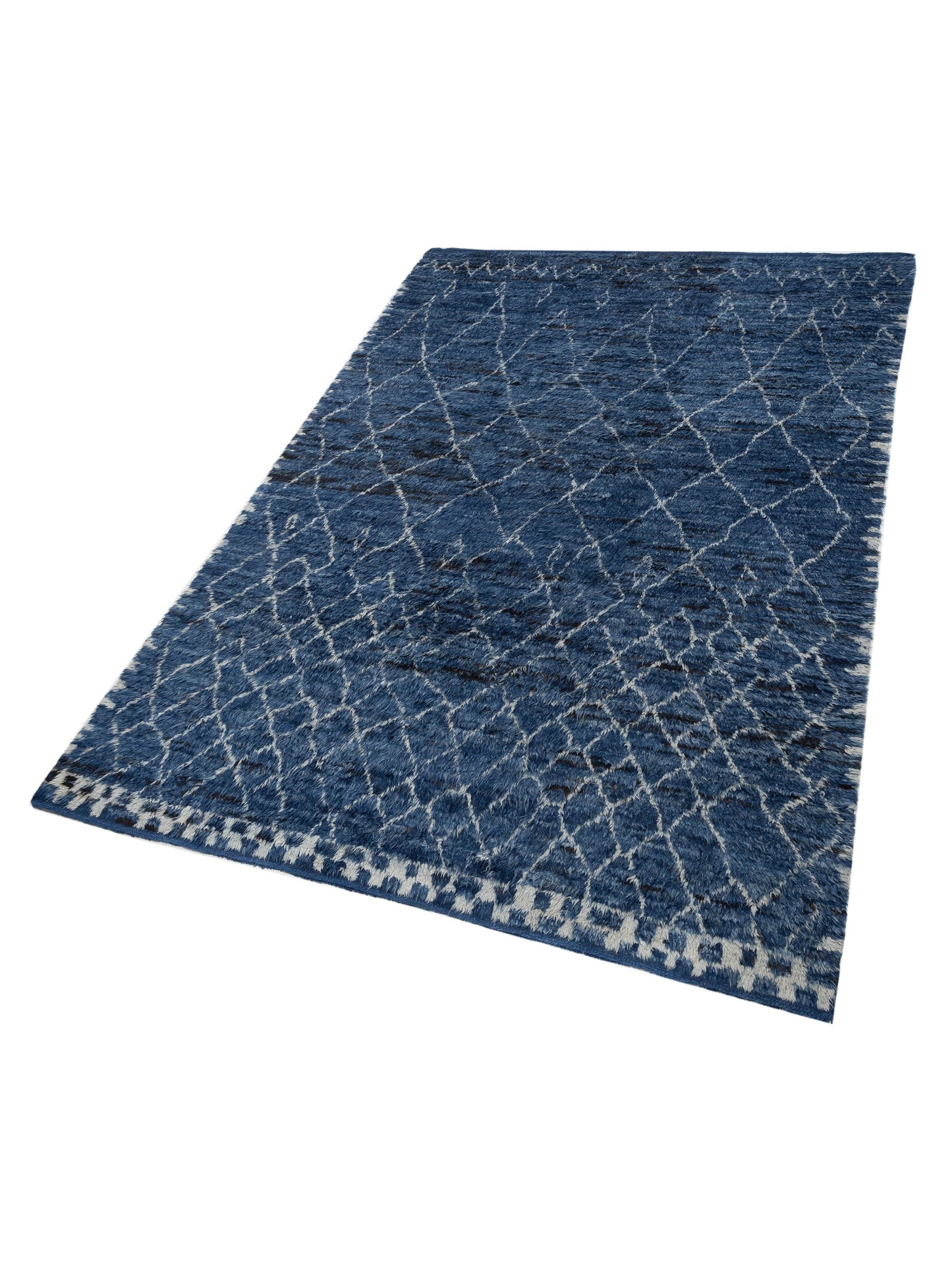Berber Aspendos Dark Blue Silver 10x14 Hand Knotted Rug