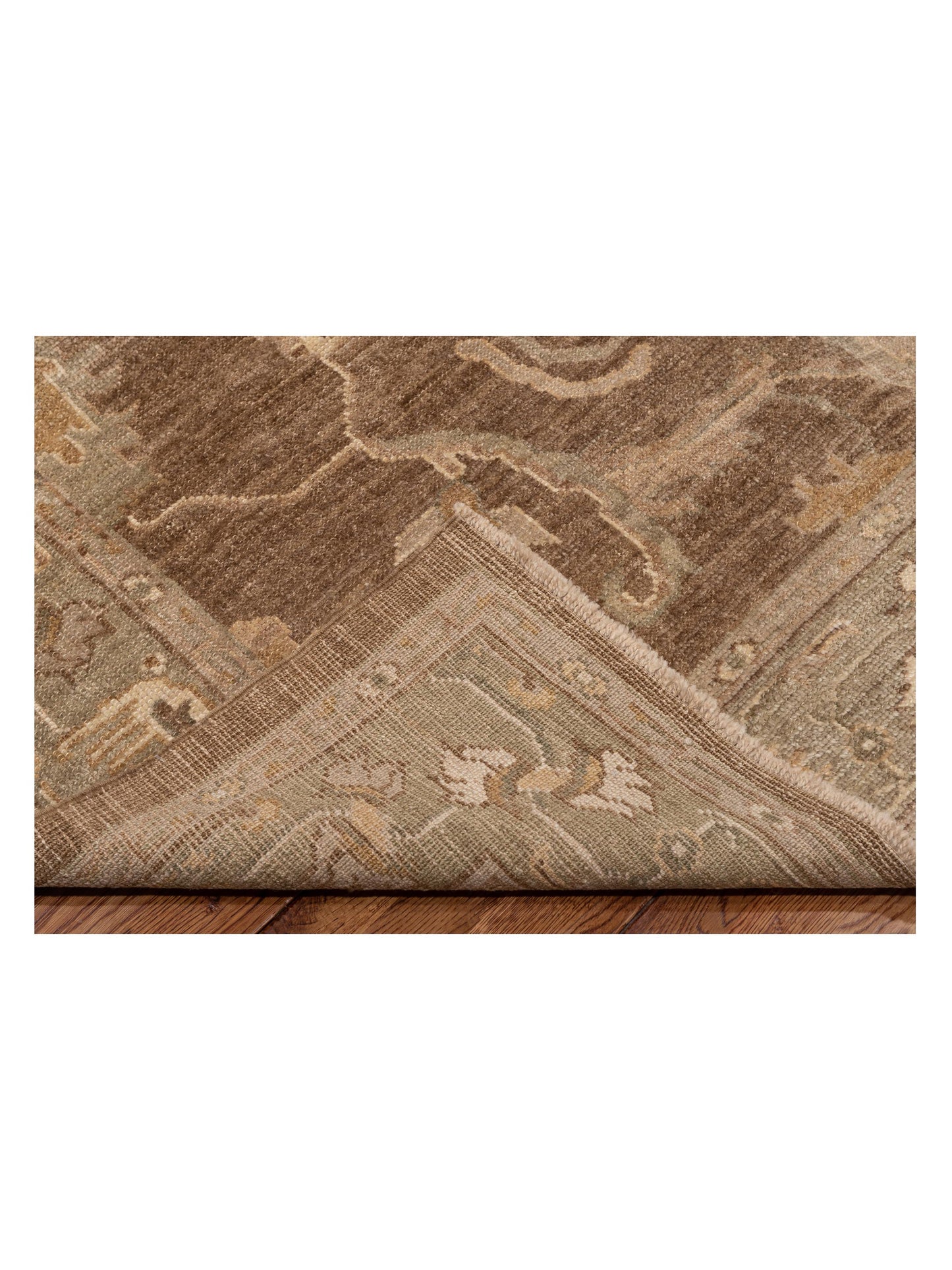 Angora Oushak 129136 Brown Green 6.6x8.9 Hand Knotted Rug
