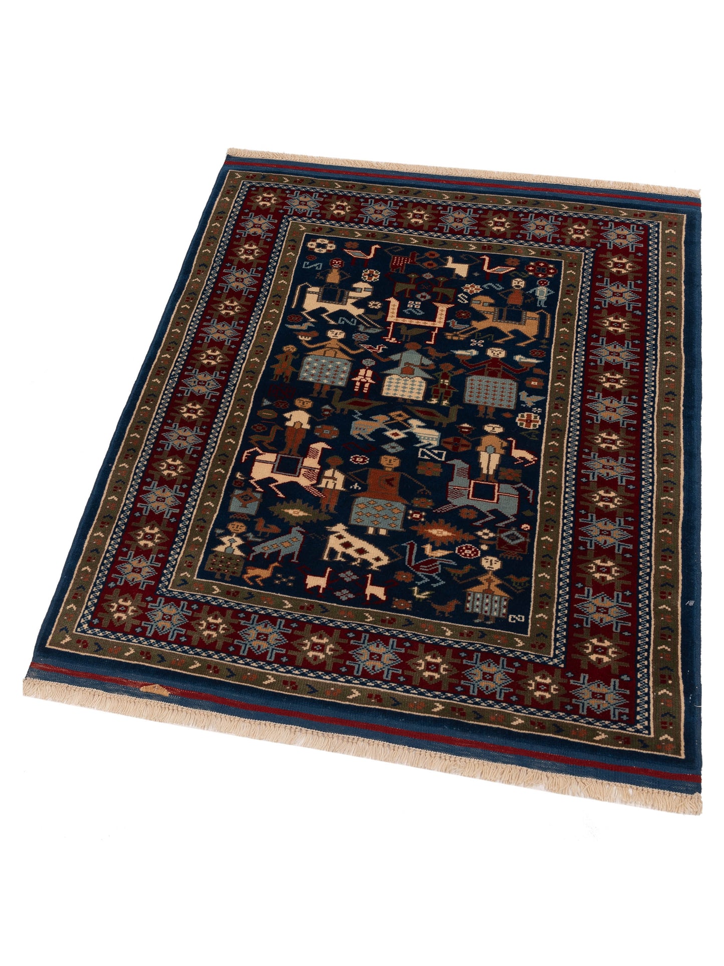 Turkish Shirwan 148334 Navy Red 3.11x5 Hand Knotted Rug