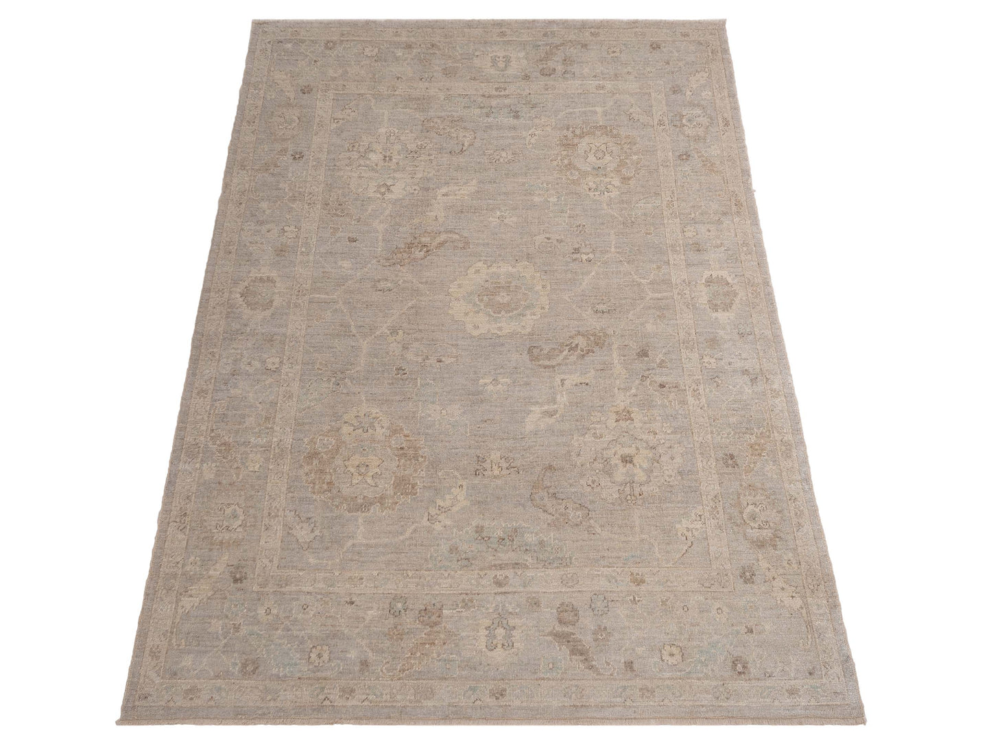 Angora Oushak 150717 Gray Gray 7.10x9.7 Hand Knotted Rug