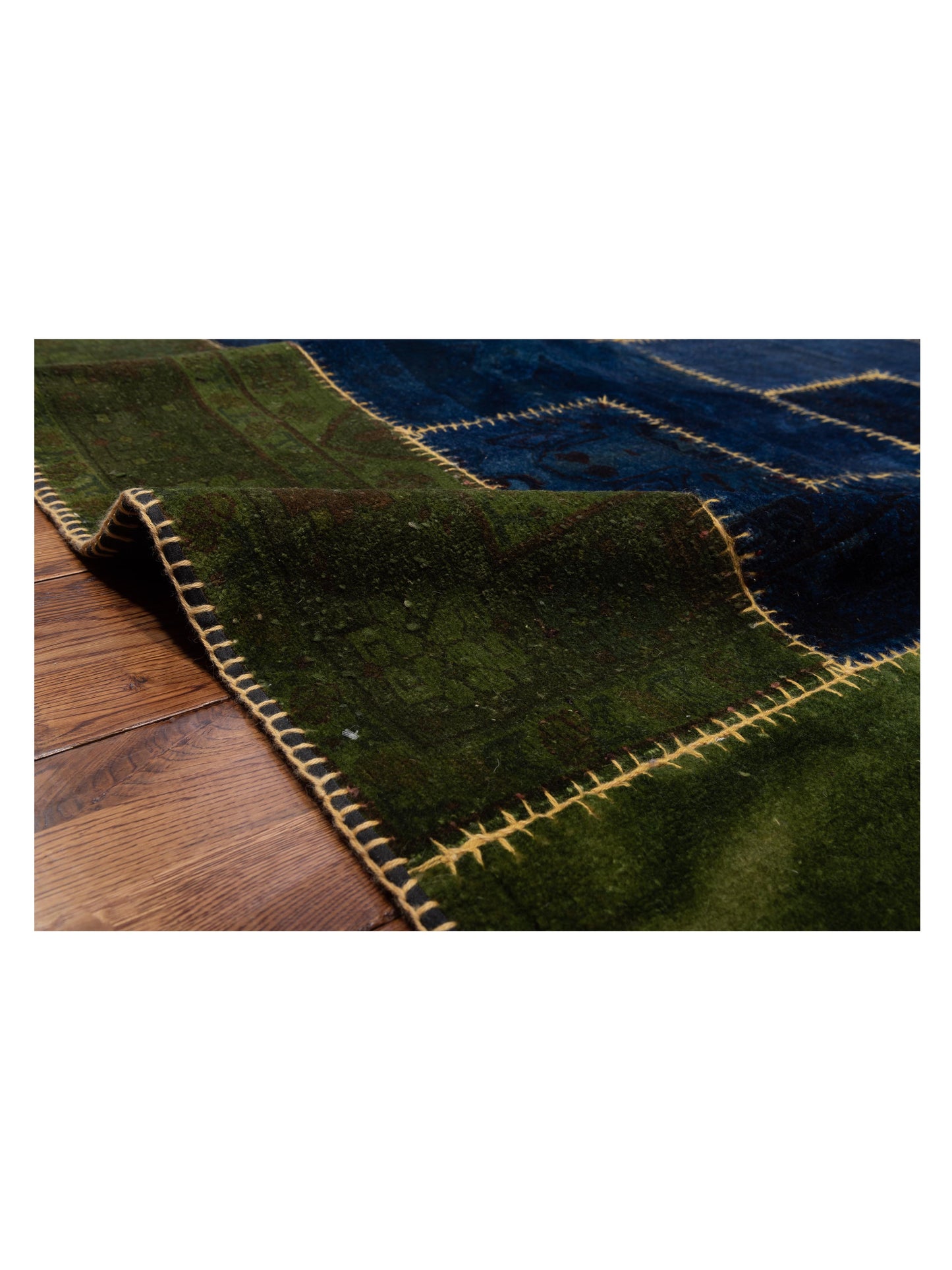 Turkish Vestige Patchwork 110263 Blue Green 8.5x11.4 Hand Knotted Rug