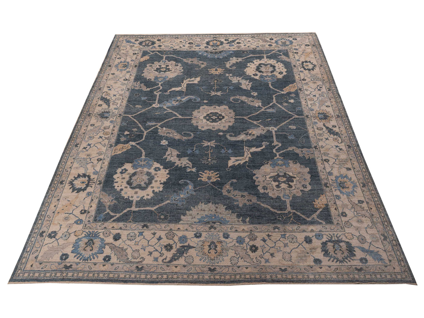 Angora Oushak 156286 Blue Ivory 12x14.9 Hand Knotted Rug