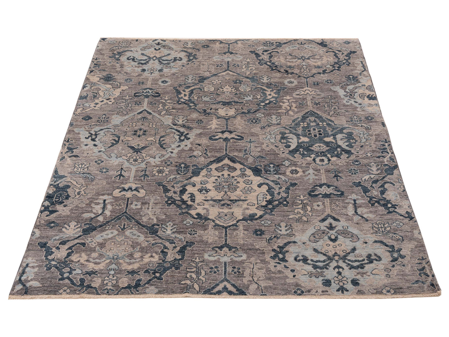 Angora Oushak 155002 Gray Blue 7.11x9.7 Hand Knotted Rug