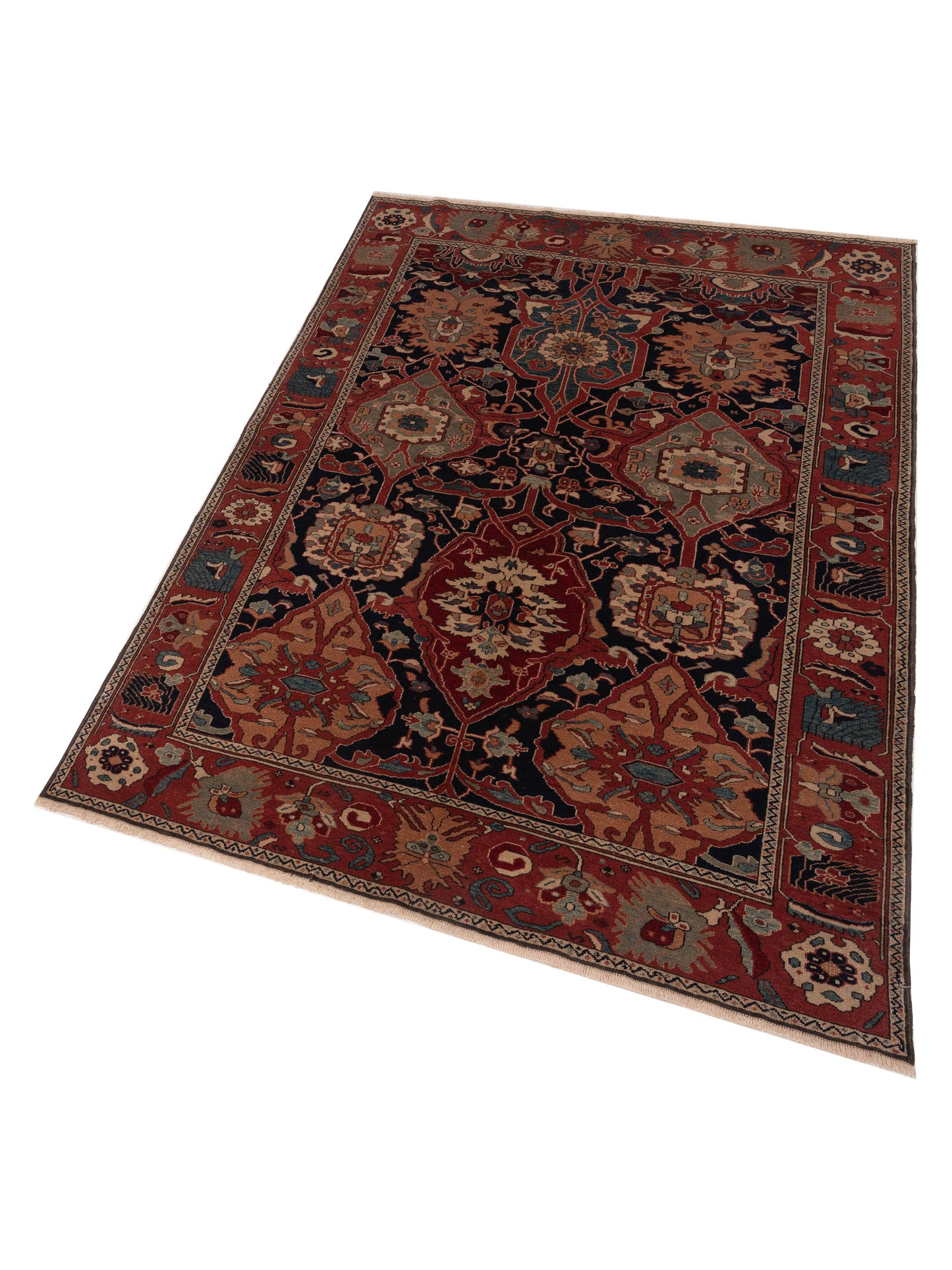 Antique Loom 147375 Navy Rust 5.9x8.2 Hand Knotted Rug
