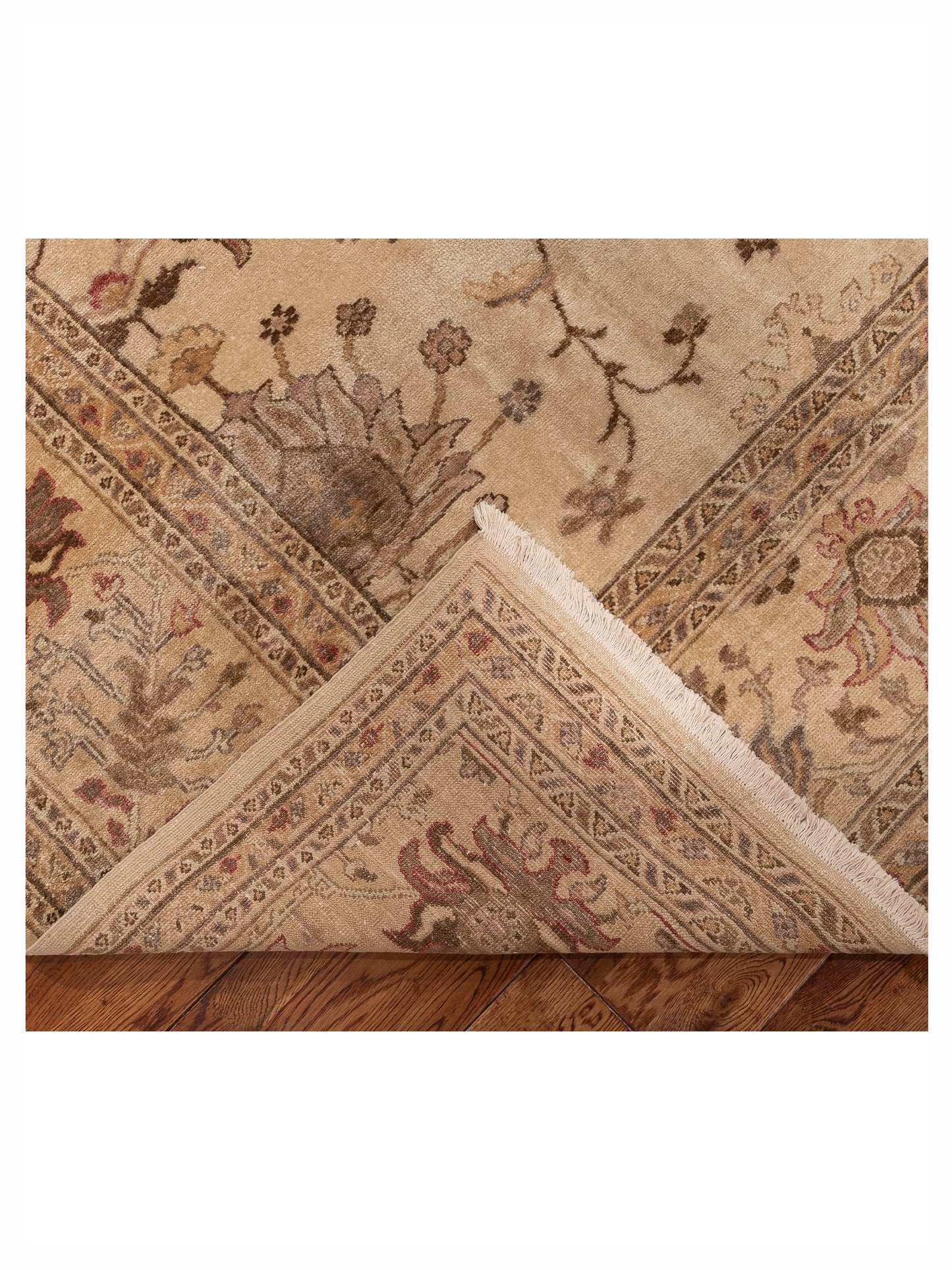 Turkish Elvan 153643 Ivory Gold 9.5x13.2 Hand Knotted Rug