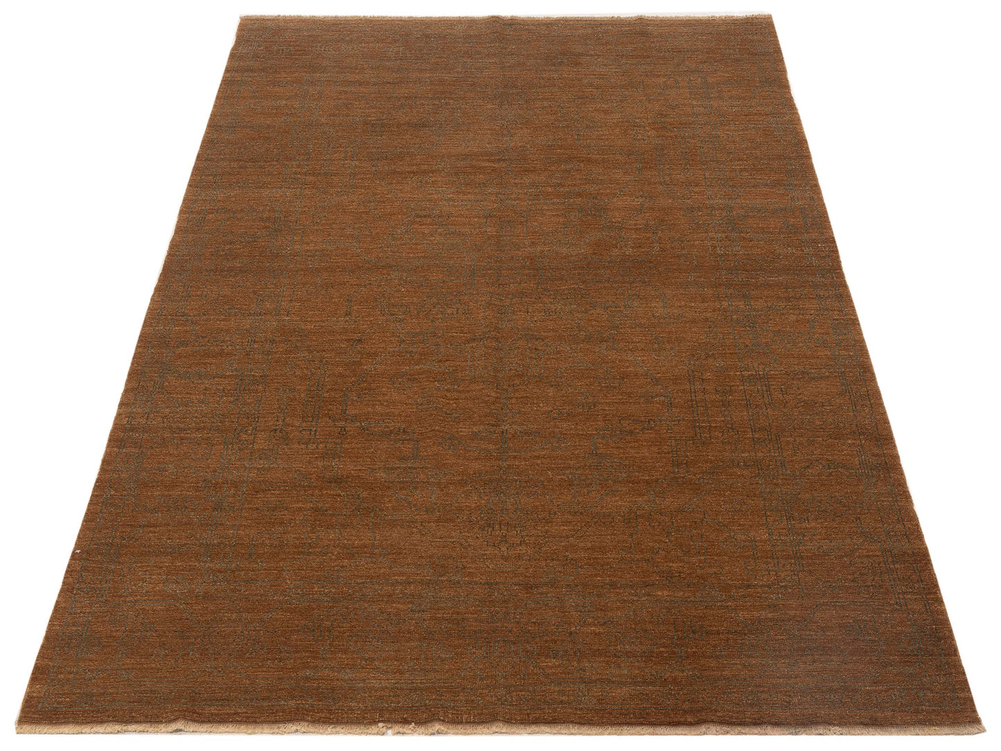Defne Agate Brown Green 6.2x9 Hand Knotted Rug