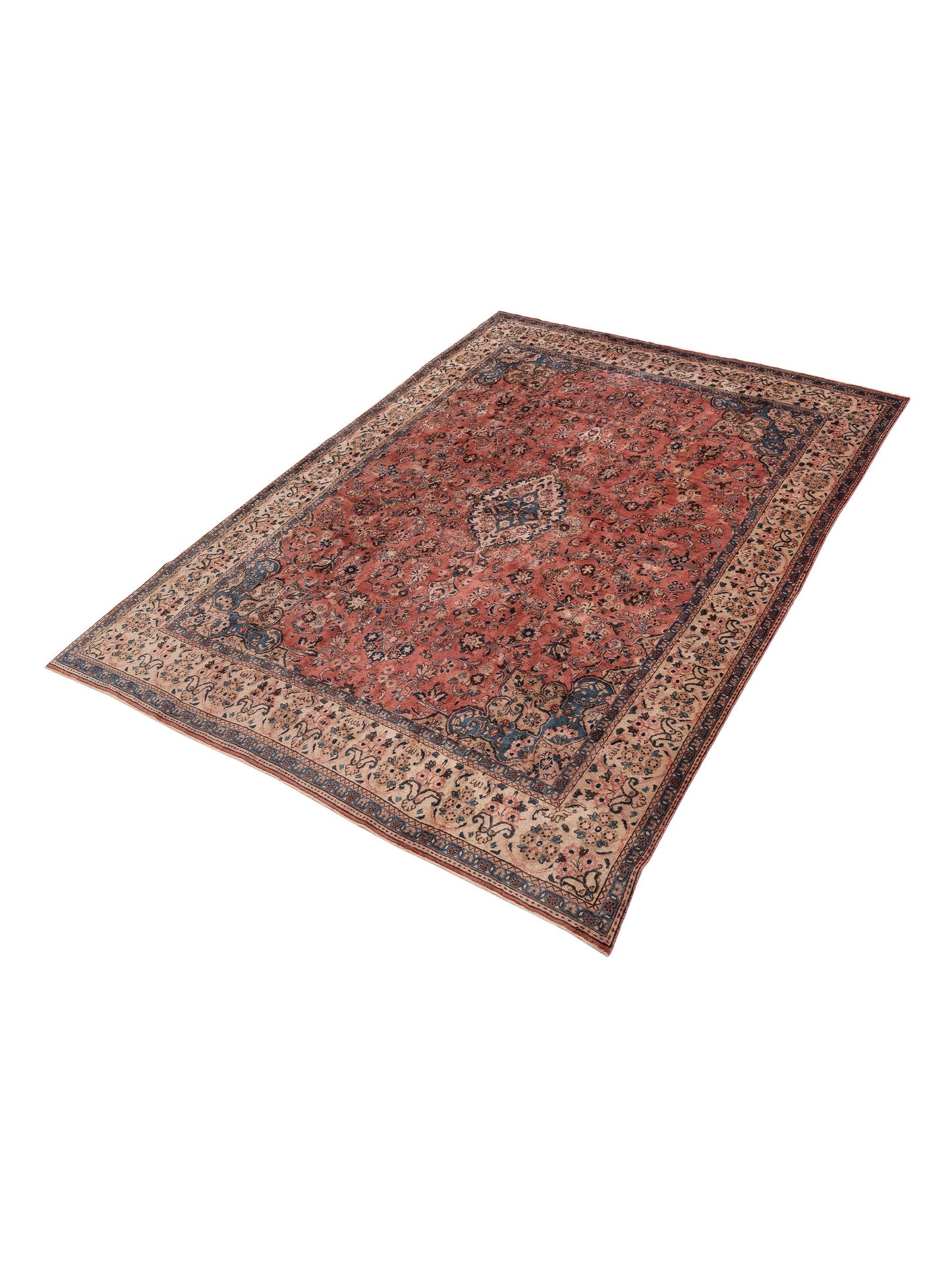 Persian 154398 Rust Ivory 9.3x12.7 Hand Knotted Rug