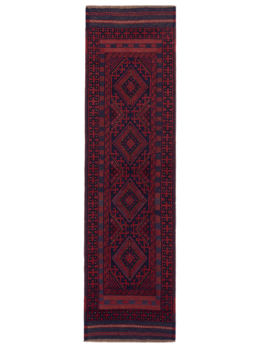 Nomad Afghan Soumak  Charcoal Red Tribal
