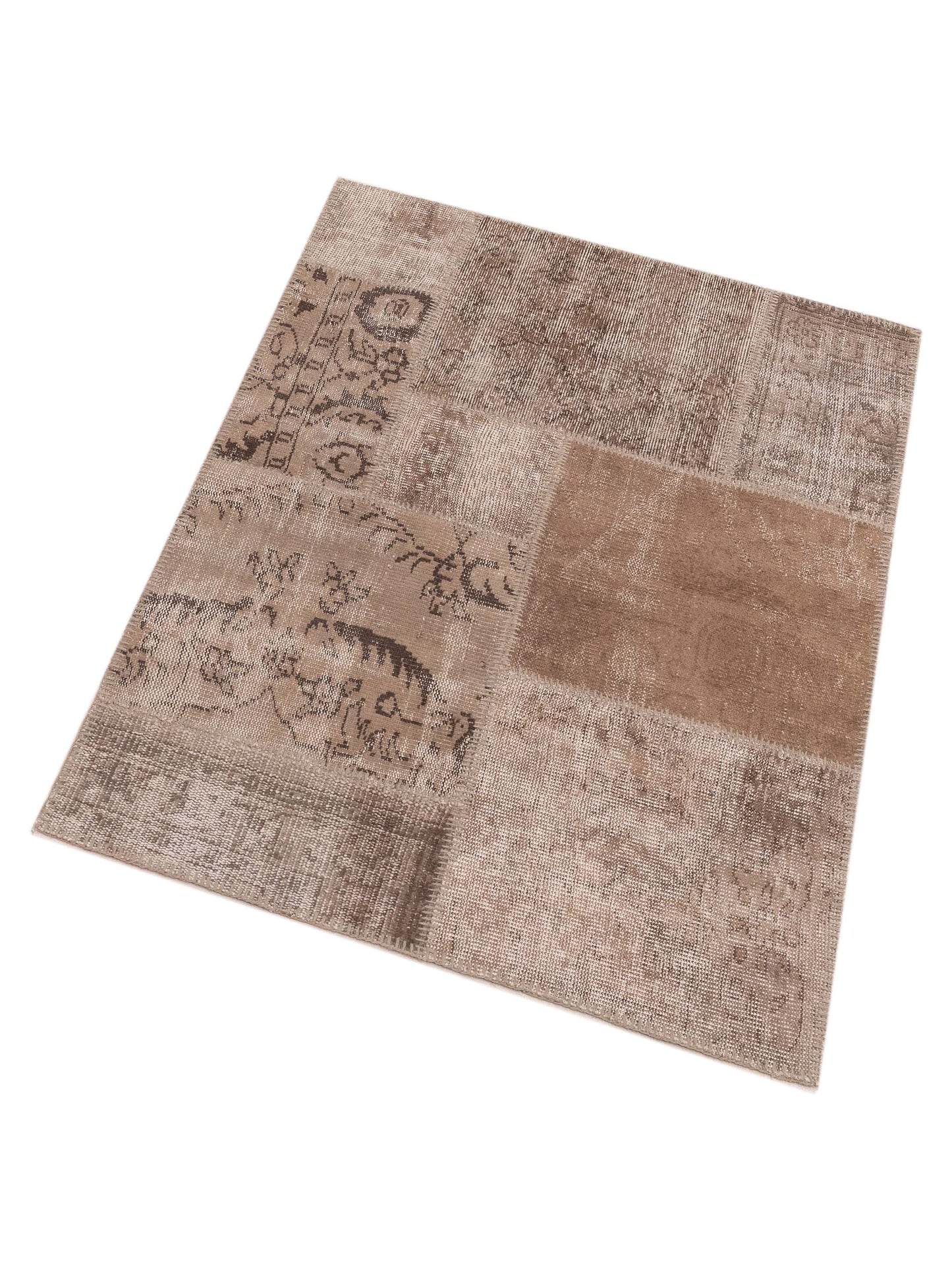 Turkish Vestige Patchwork 131060 Brown 3.3x4.11 Hand Knotted Rug