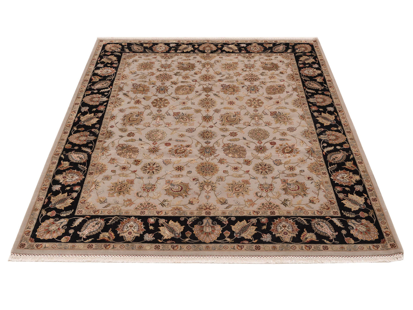 Imperial Silk 118954 Beige Black 8.2x10.1 Hand Knotted Rug