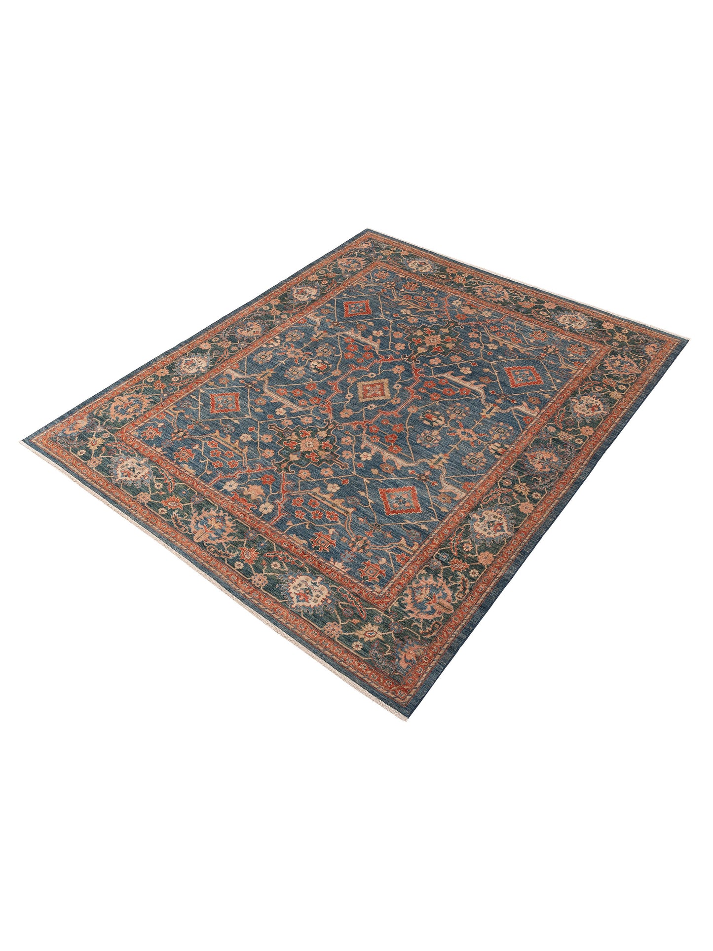 Sultan 153742 Blue Green 8.2x9.8 Hand Knotted Rug