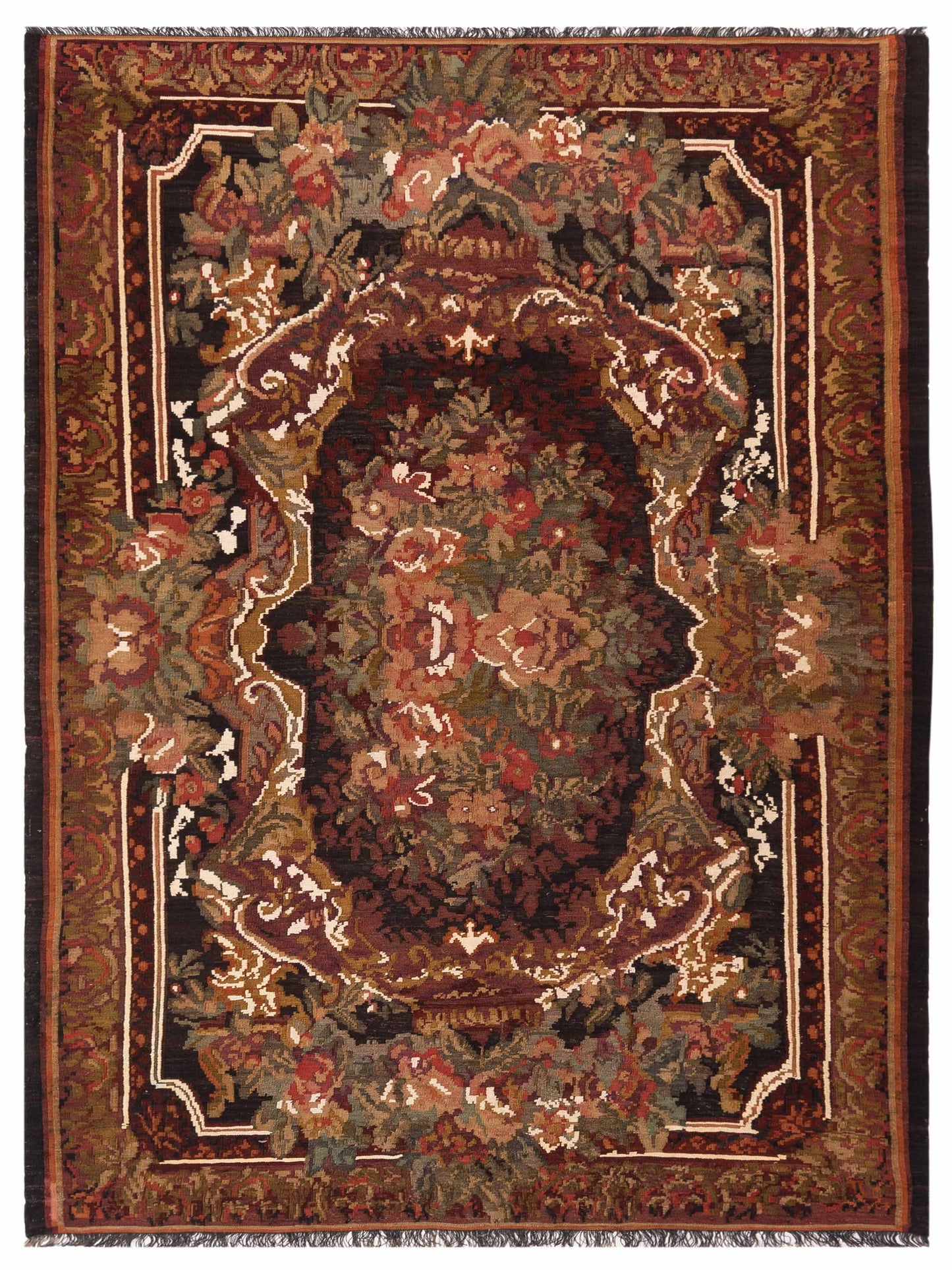 Pasha Old Basserabian Kilim  Black Brown Traditional