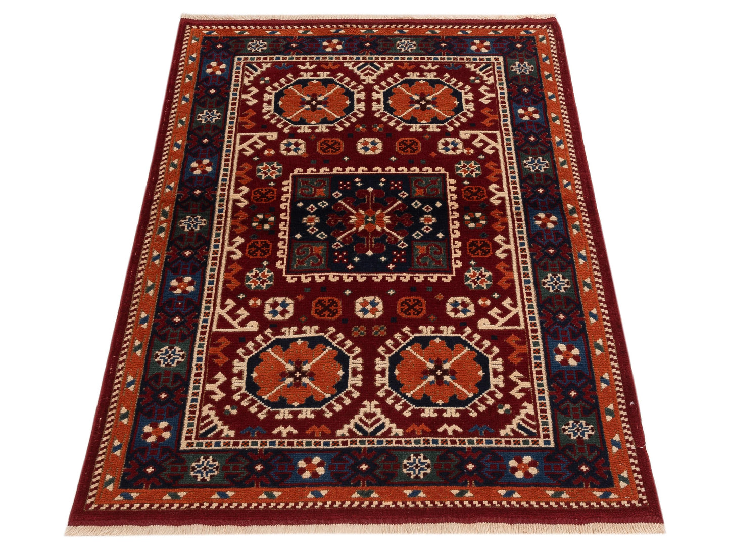 Turkish Shirwan 145241 Red Orange 4.2x5.7 Hand Knotted Rug