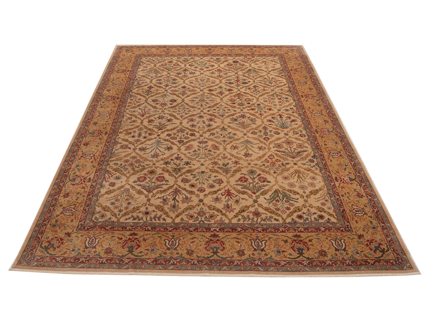 Antique Loom 107947 Beige Gold 10.3x13.8 Hand Knotted Rug