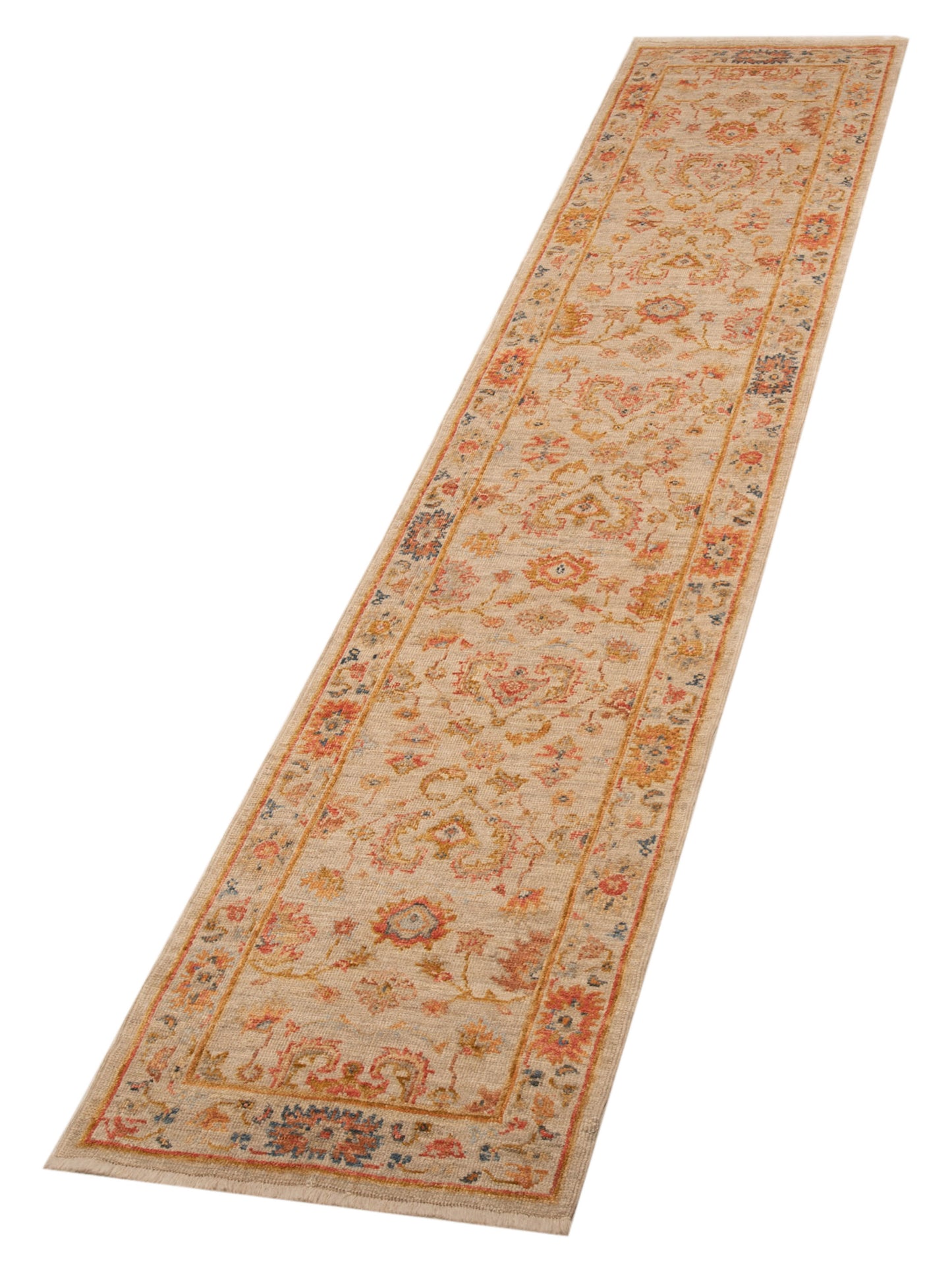 Angora Oushak 146518 Ivory Ivory 2.7x12.2 Hand Knotted Rug