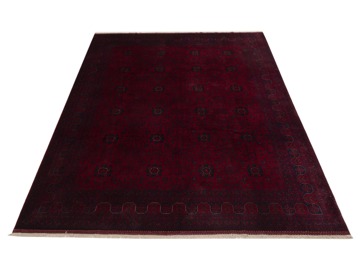 Afghan Belcik 152050 Red Navy 9.1x12.1 Hand Knotted Rug