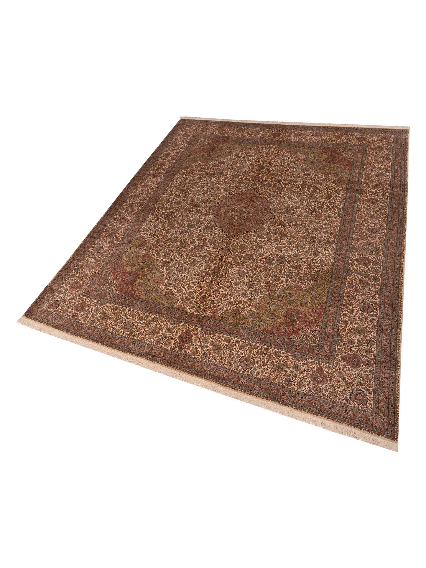 Pure Silk 113229 Ivory Ivory 9.1x12.6 Hand Knotted Rug