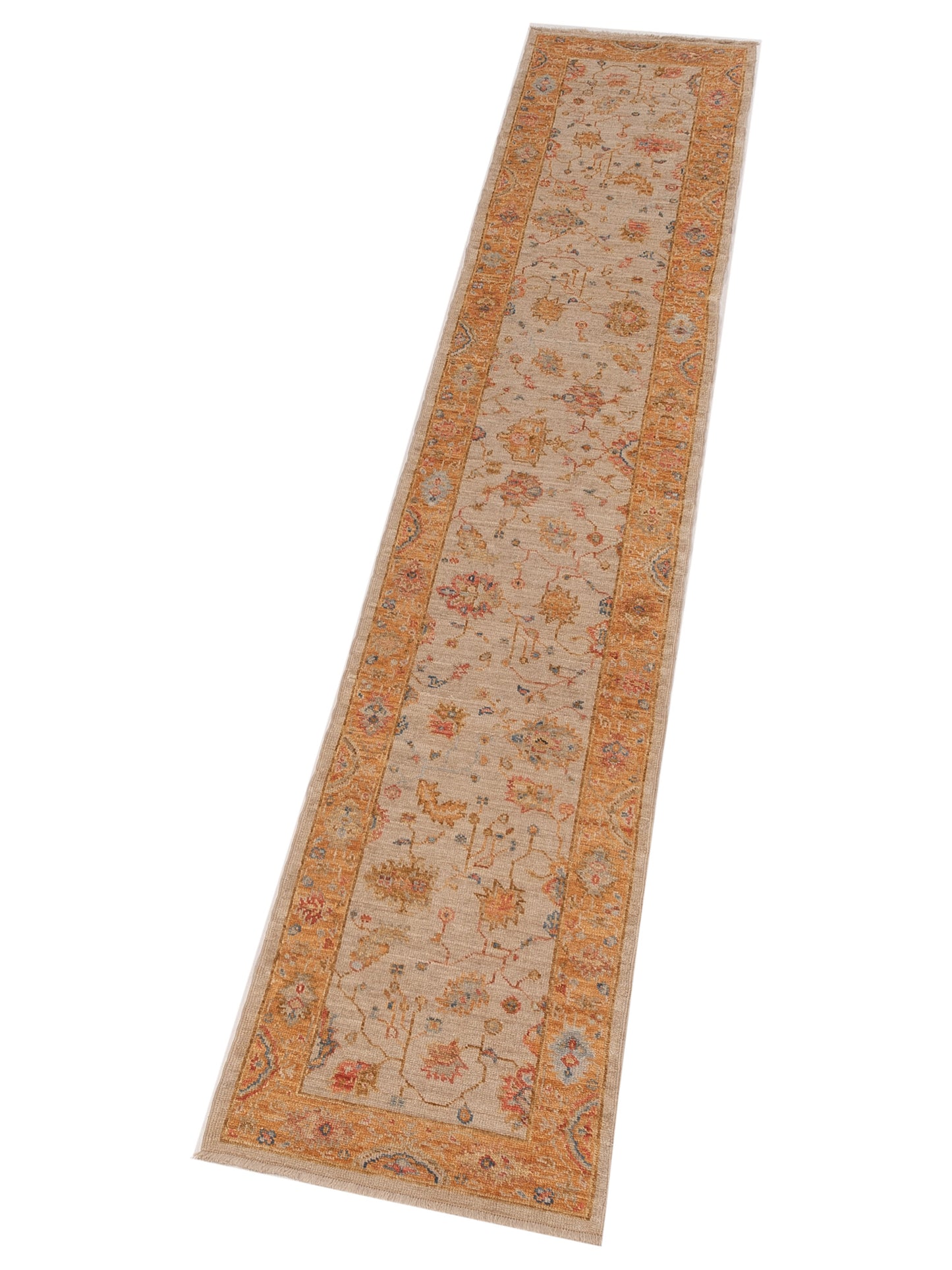 Angora Oushak 149495 Ivory Orange 2.6x13.6 Hand Knotted Rug