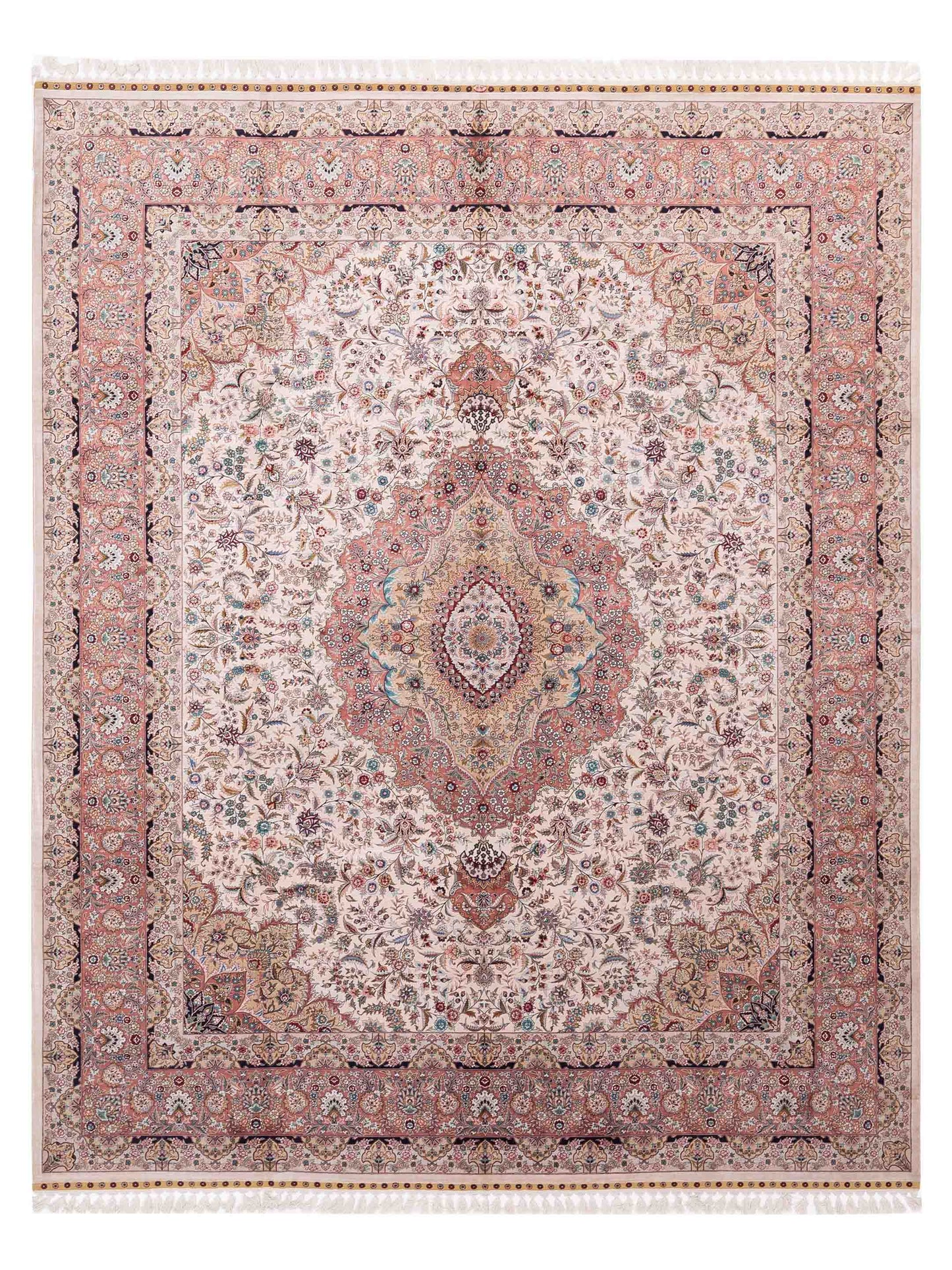 Pasha Pure Silk  Ivory Pink Traditional
