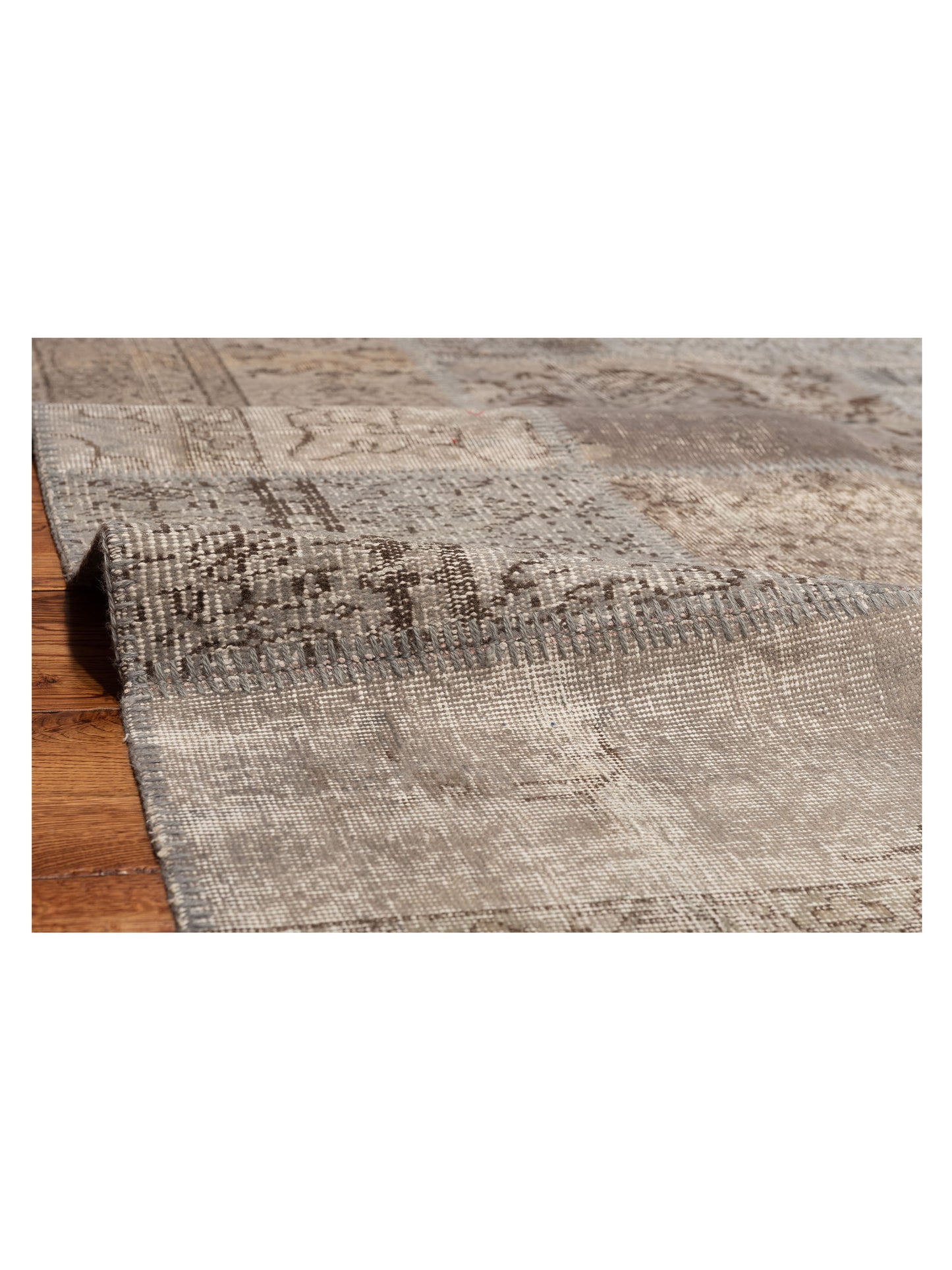 Turkish Vestige Patchwork 128944 Gray 8x10 Hand Knotted Rug