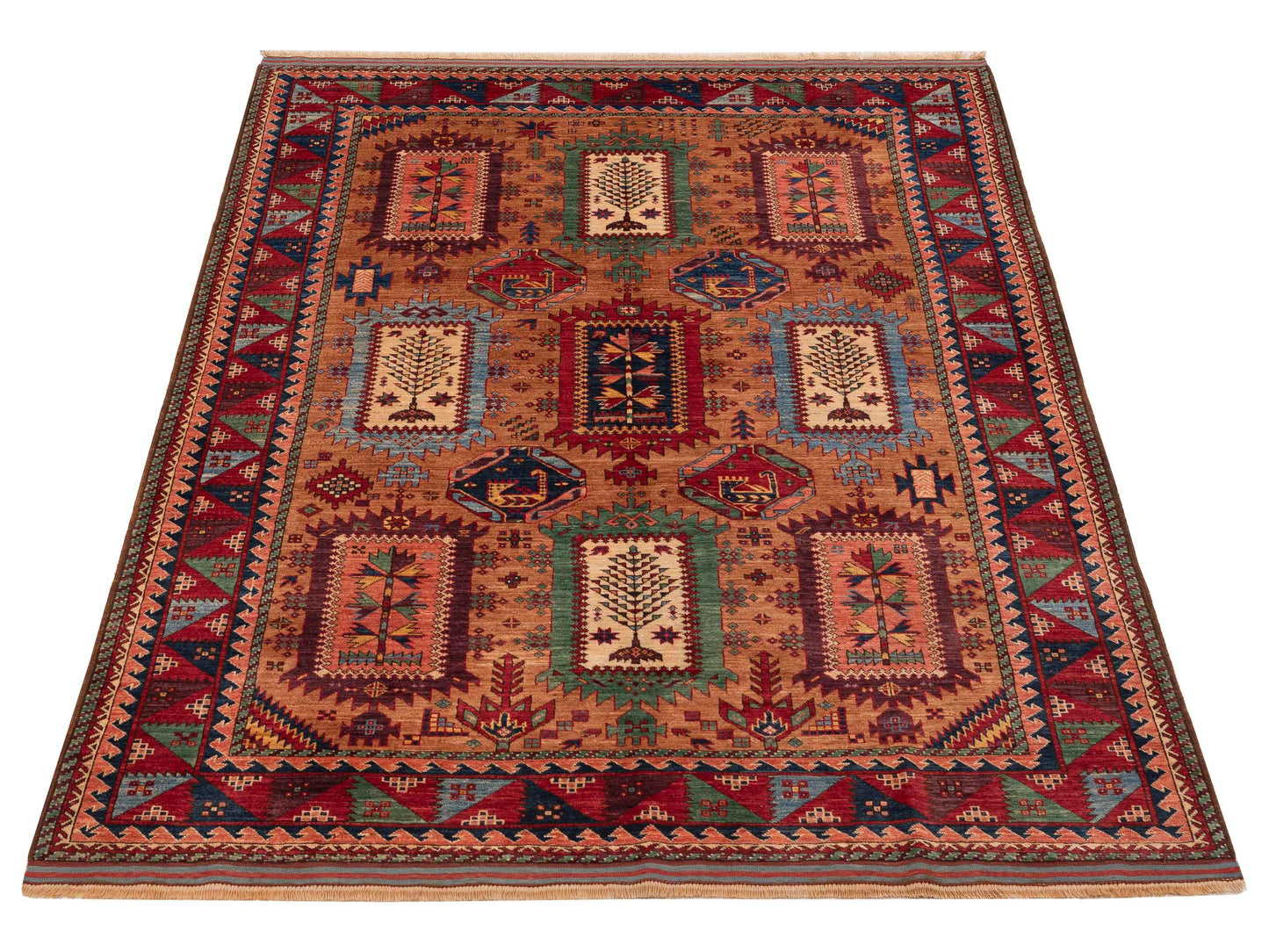 Sultan 152381 Orange Multi 6.1x8.1 Hand Knotted Rug
