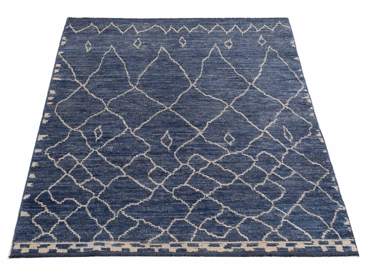 Berber Aspendos Blue Blue 5.8x7.7 Hand Knotted Rug